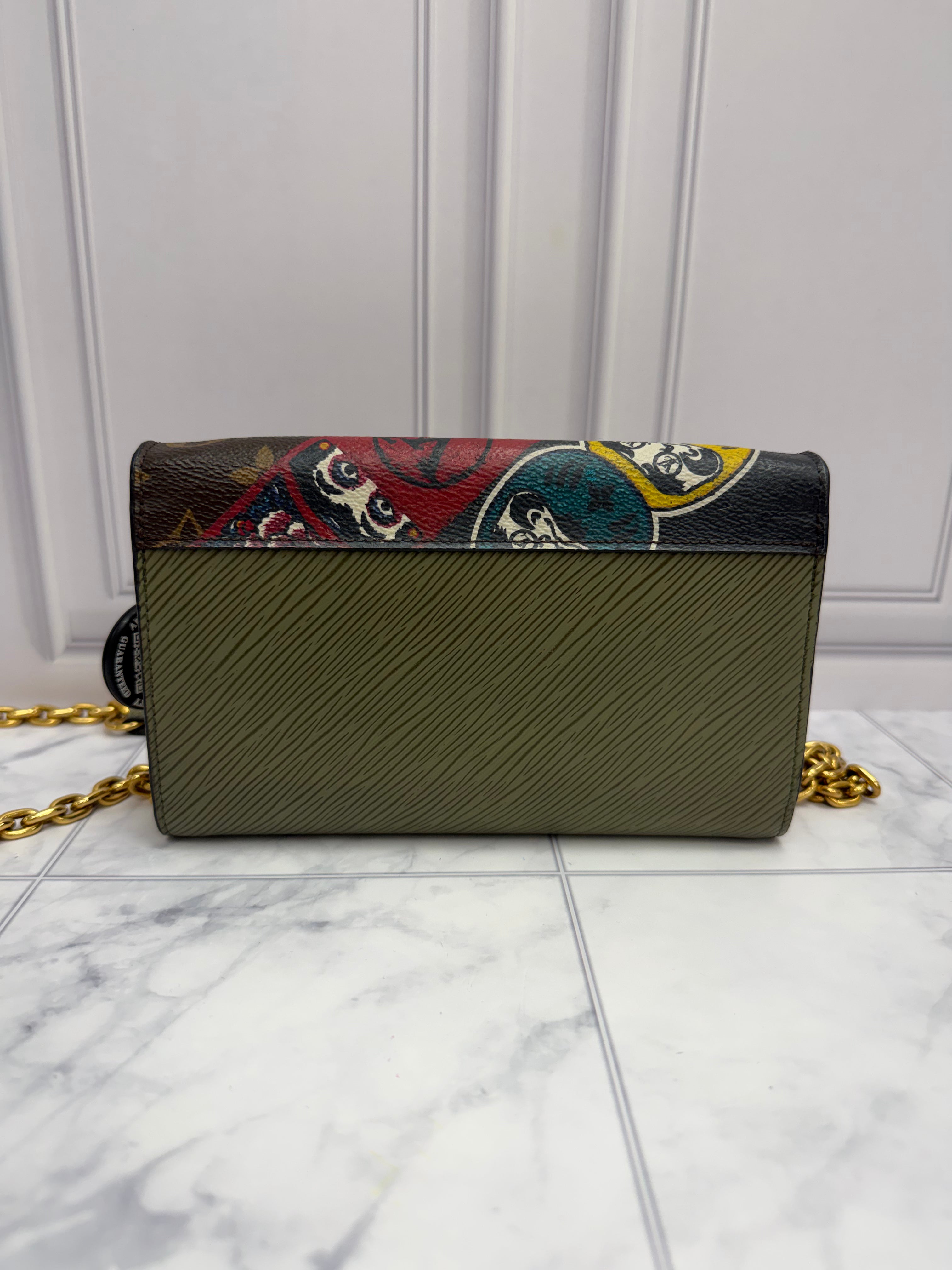 *DONS DROP* Louis Vuitton Monogram & Green Epi Leather Kabuki Sticker Twist Wallet on a Chain