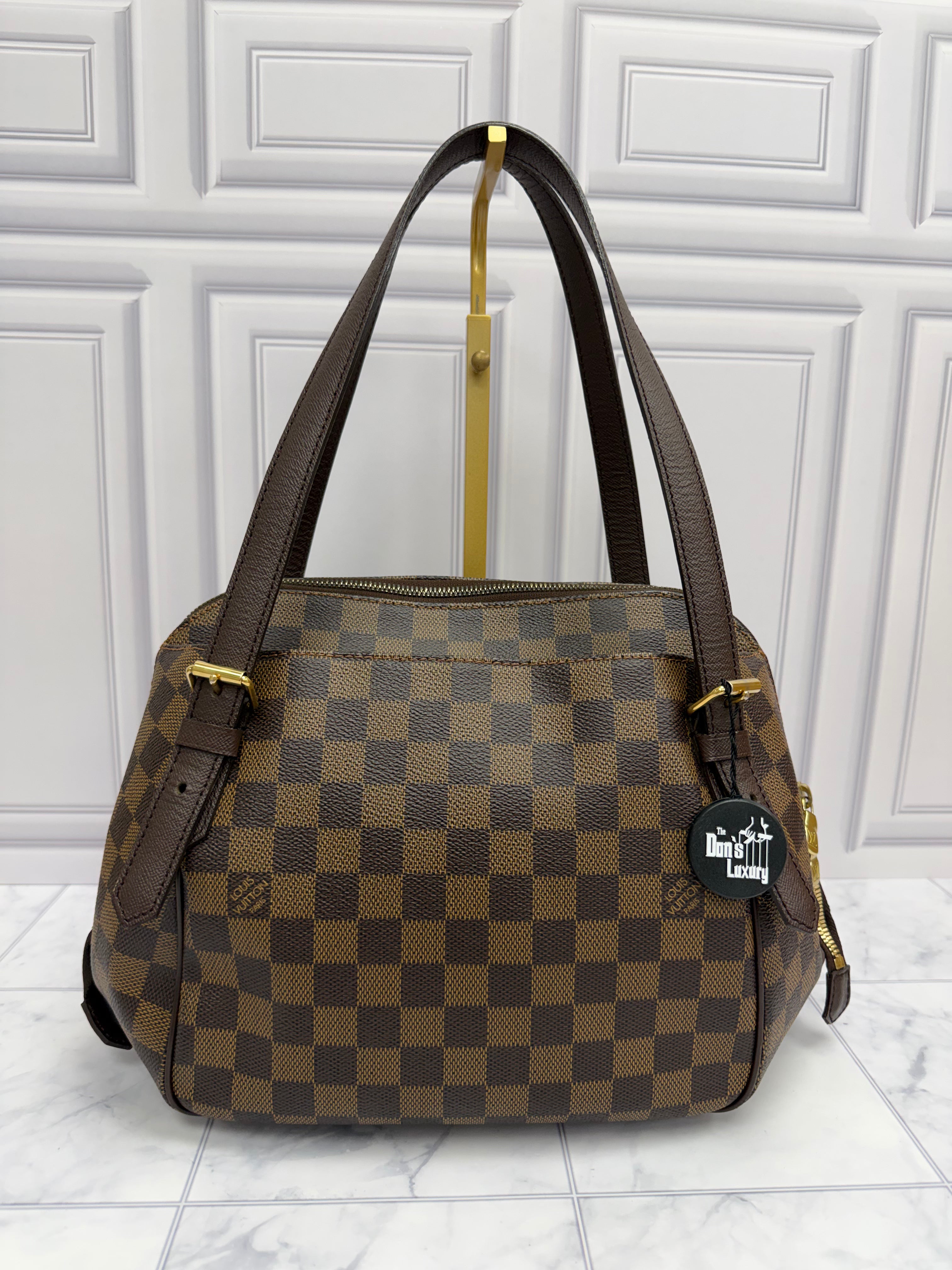 *DONS DROP* Louis Vuitton Damier Ebene & Red Belem MM Shoulder Bag