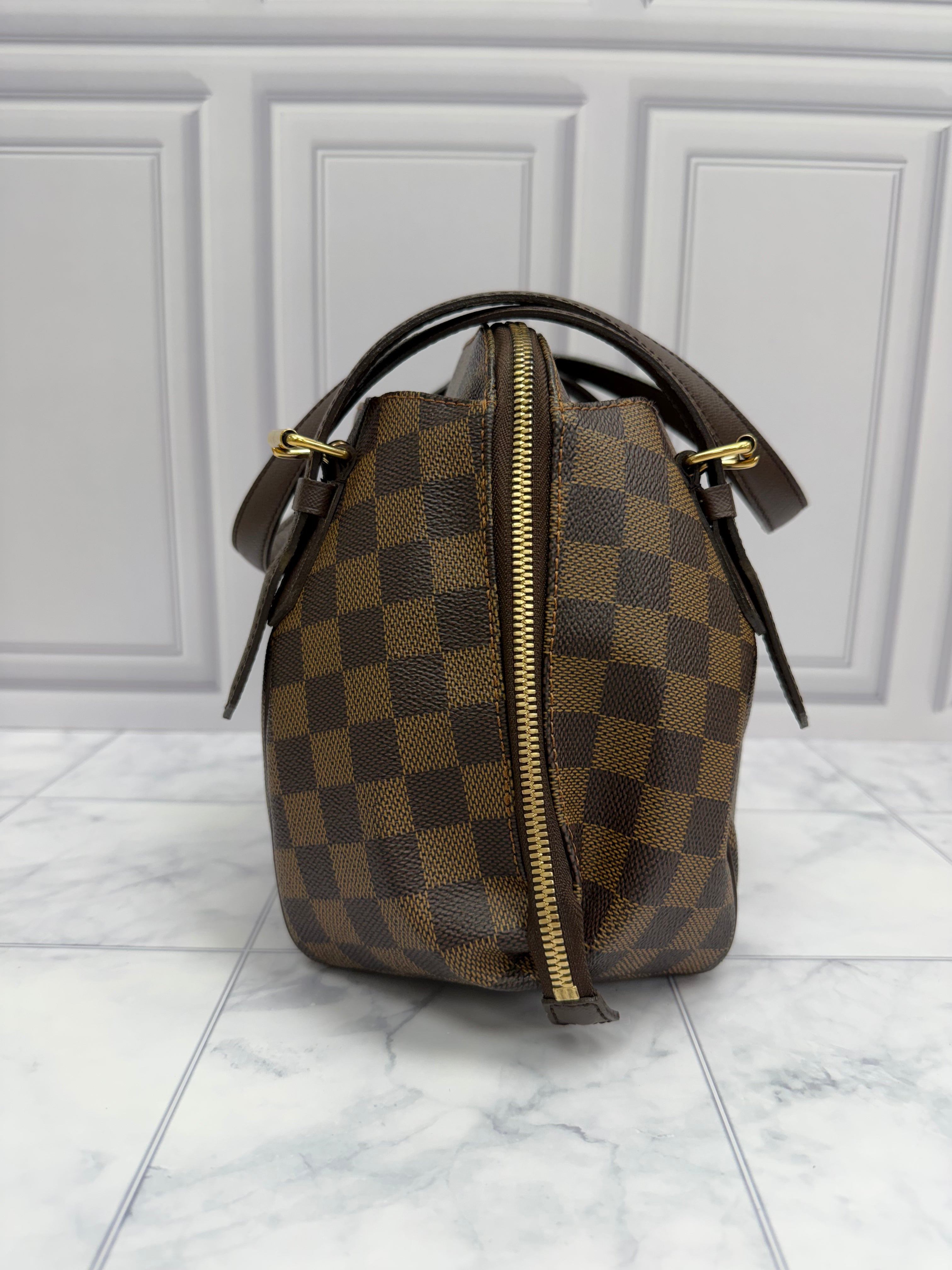 *DONS DROP* Louis Vuitton Damier Ebene & Red Belem MM Shoulder Bag