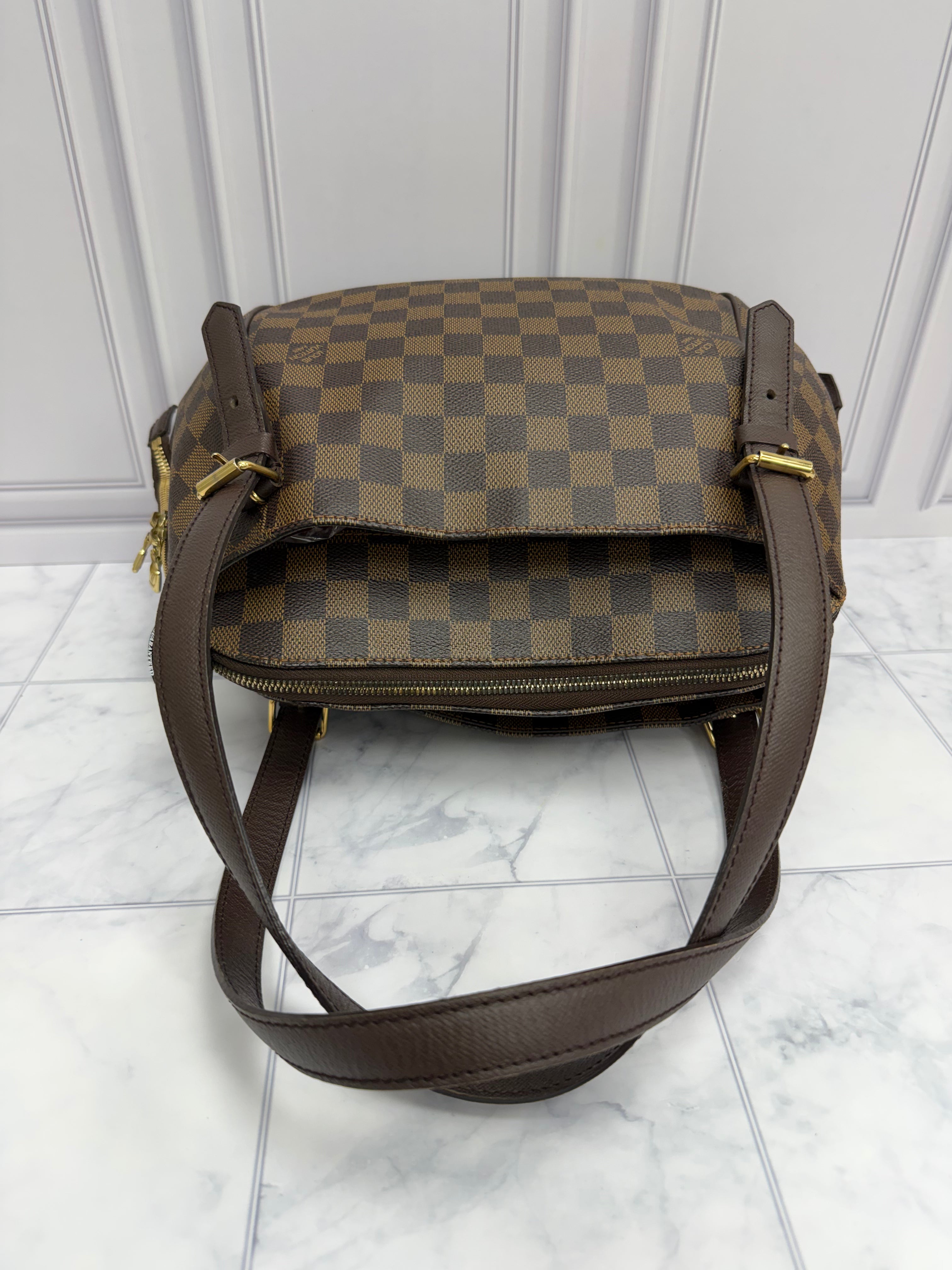 *DONS DROP* Louis Vuitton Damier Ebene & Red Belem MM Shoulder Bag