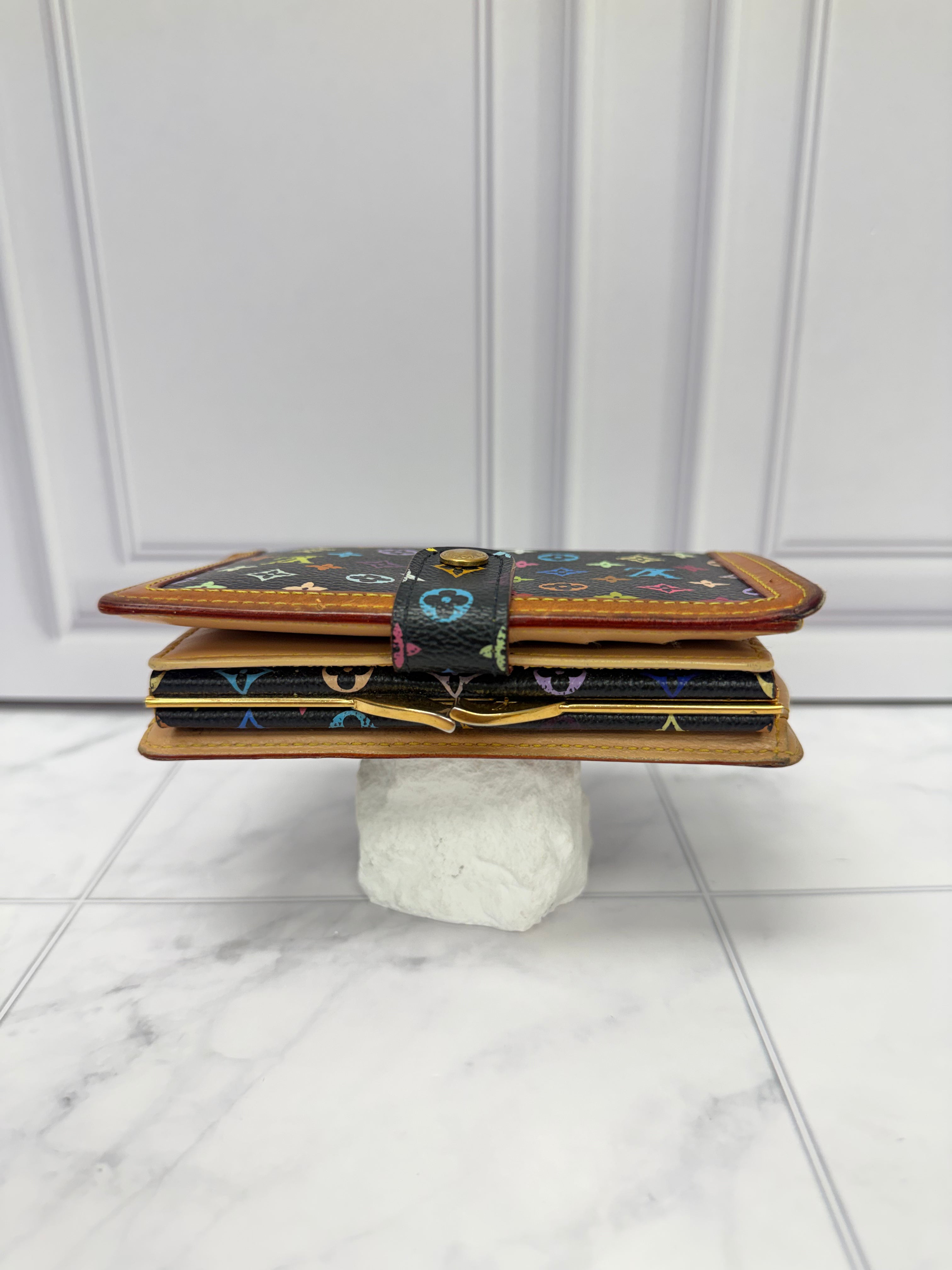 Louis Vuitton Black Multicolor Monogram French Compact Wallet