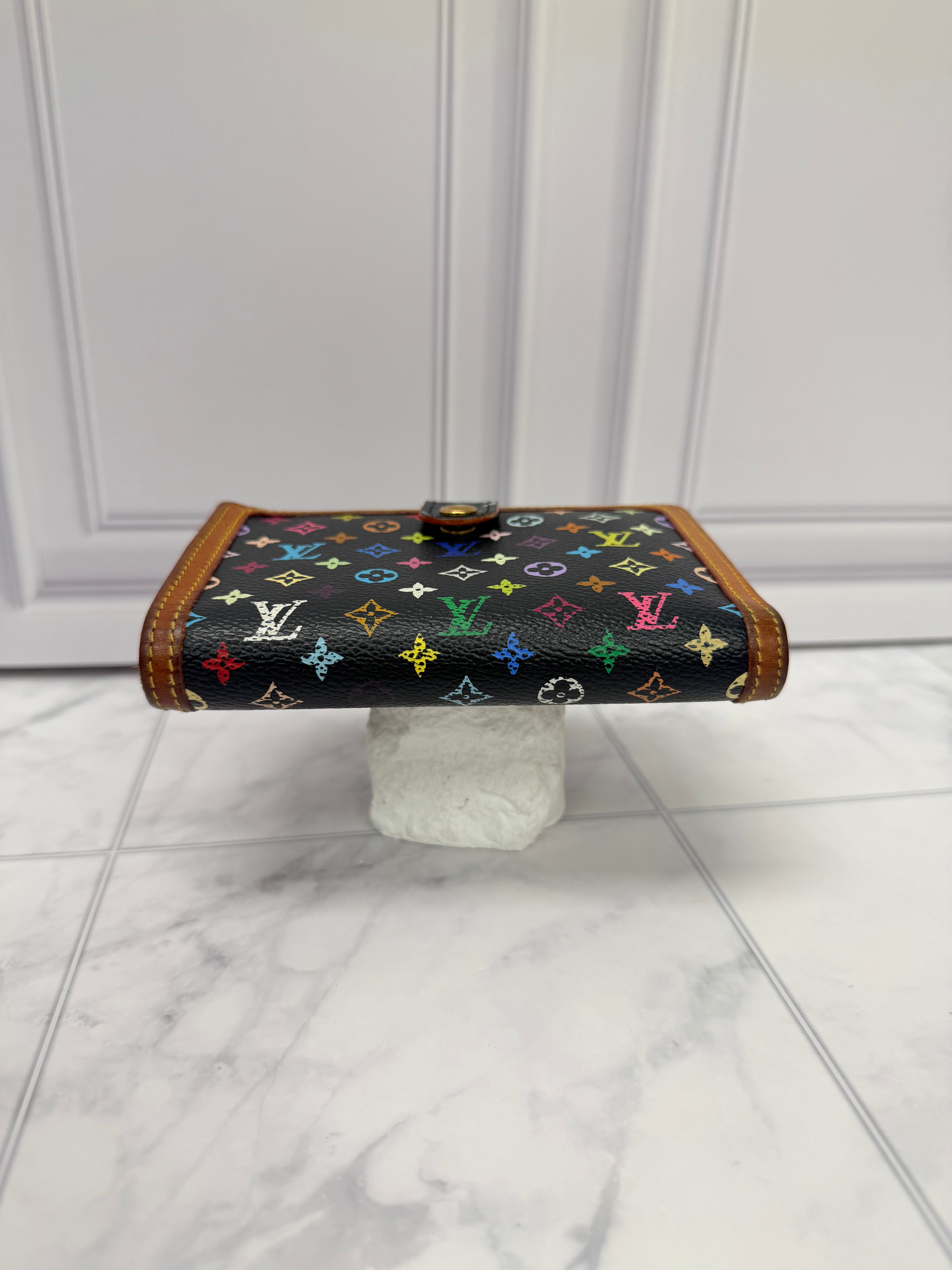 Louis Vuitton Black Multicolor Monogram French Compact Wallet