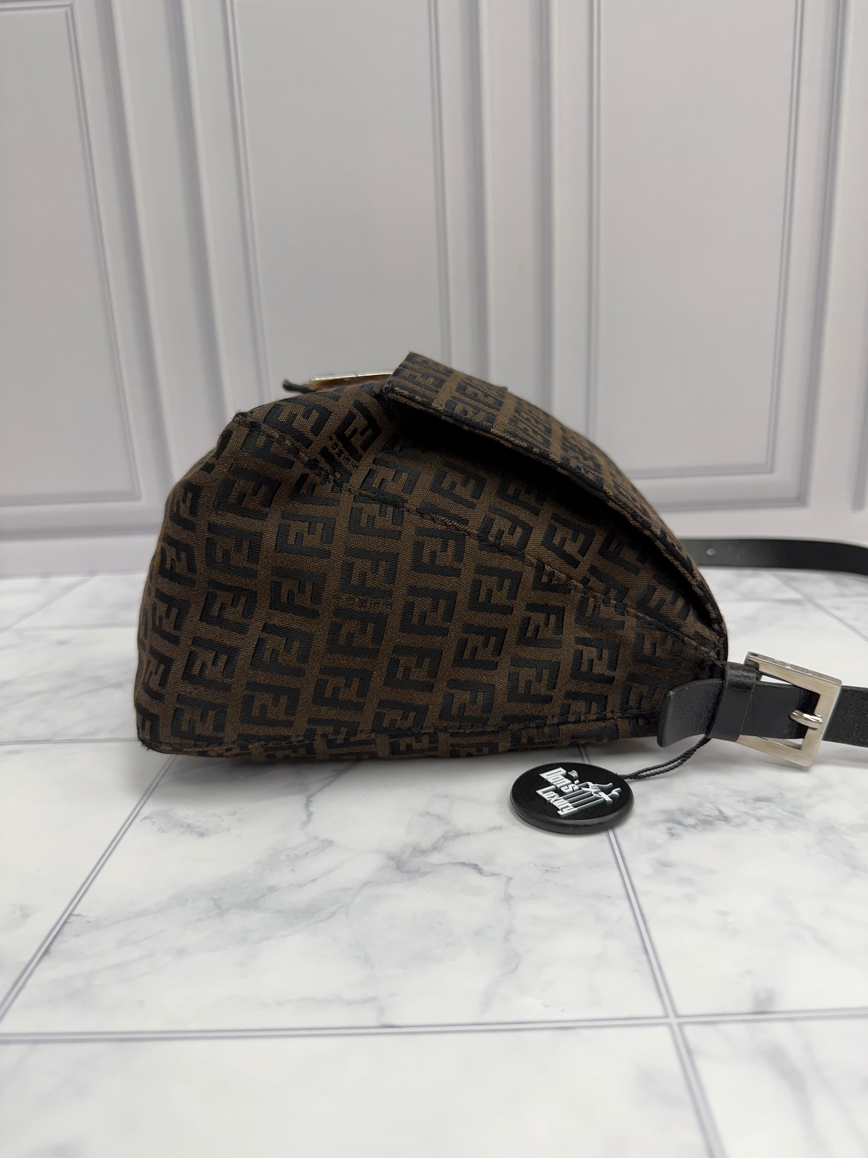 *DONS DROP* Fendi Brown Zucca Mamma Baguette Coated Canvas Shoulder Bag