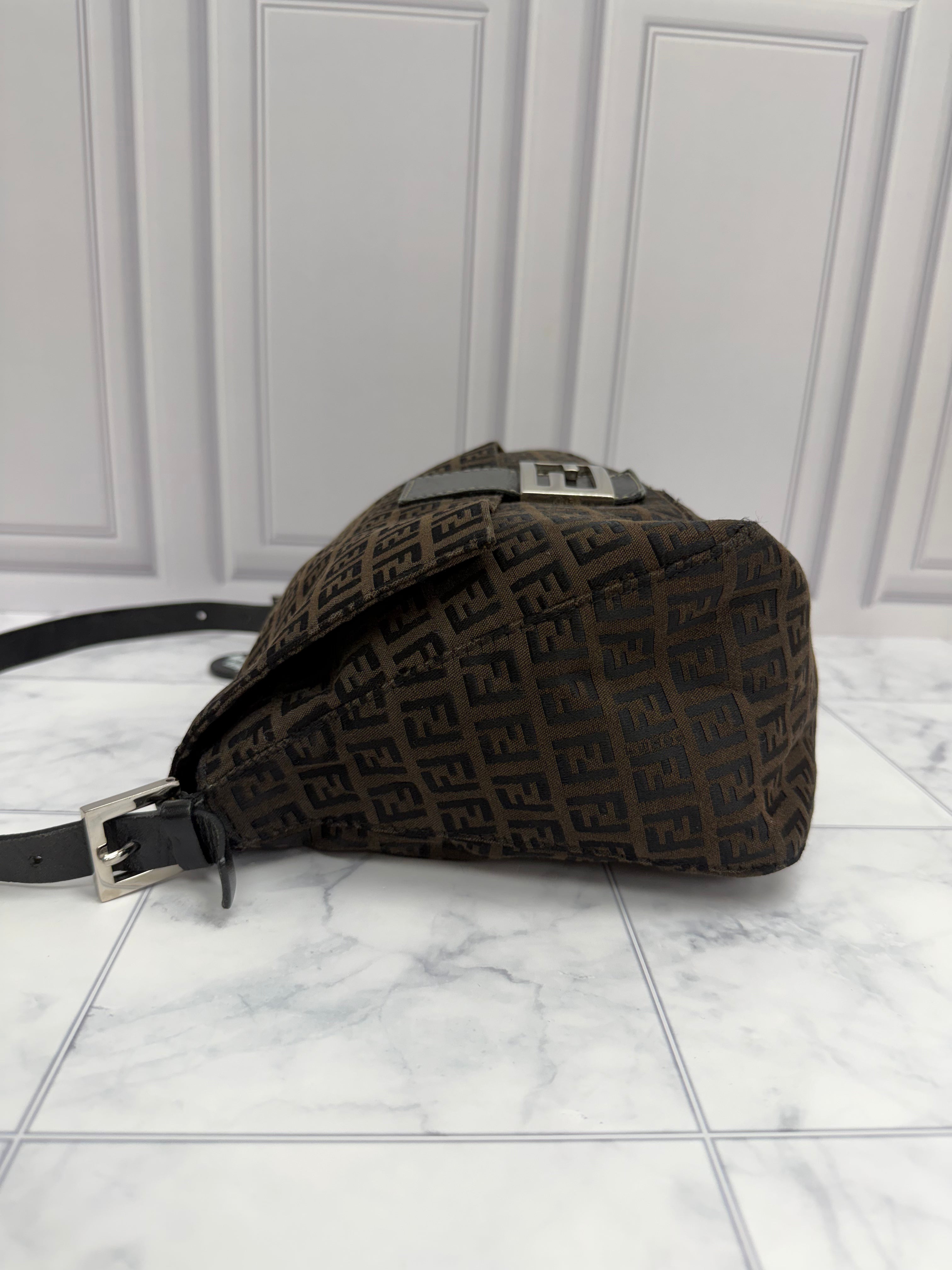 *DONS DROP* Fendi Brown Zucca Mamma Baguette Coated Canvas Shoulder Bag