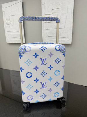 Louis Vuitton White And Blue Monogram By the Pool Horizon 55 Rolling Luggage