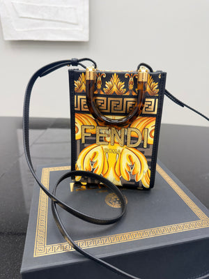 Fendi X Versace Yellow And Black Sunshine Mini Shopper Crossbody Bag
