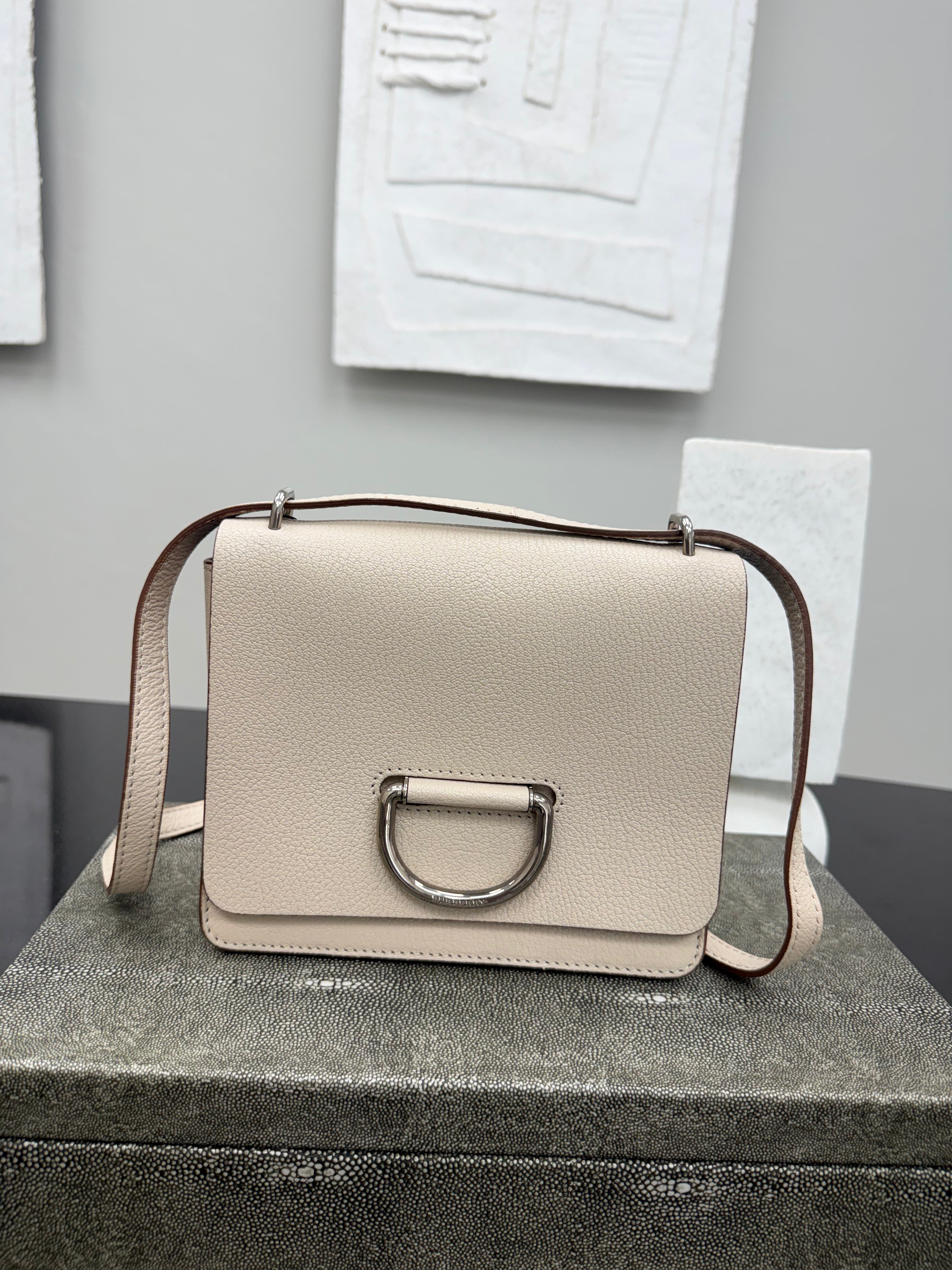 Burberry Beige Grained Leather Crossbody Bag