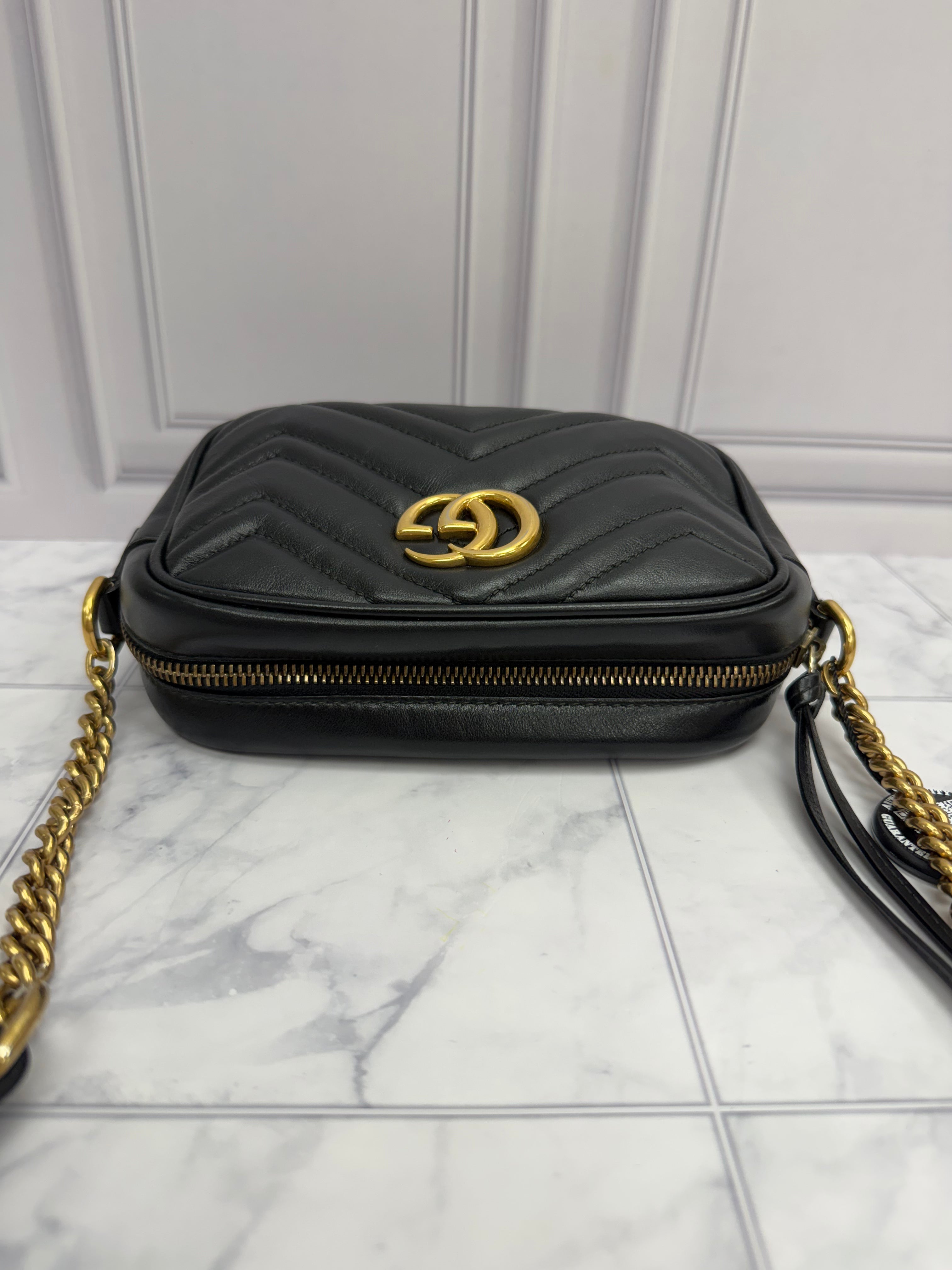 *DONS DROP* Gucci Black Quilted Leather GG Marmont Mini Camera Bag