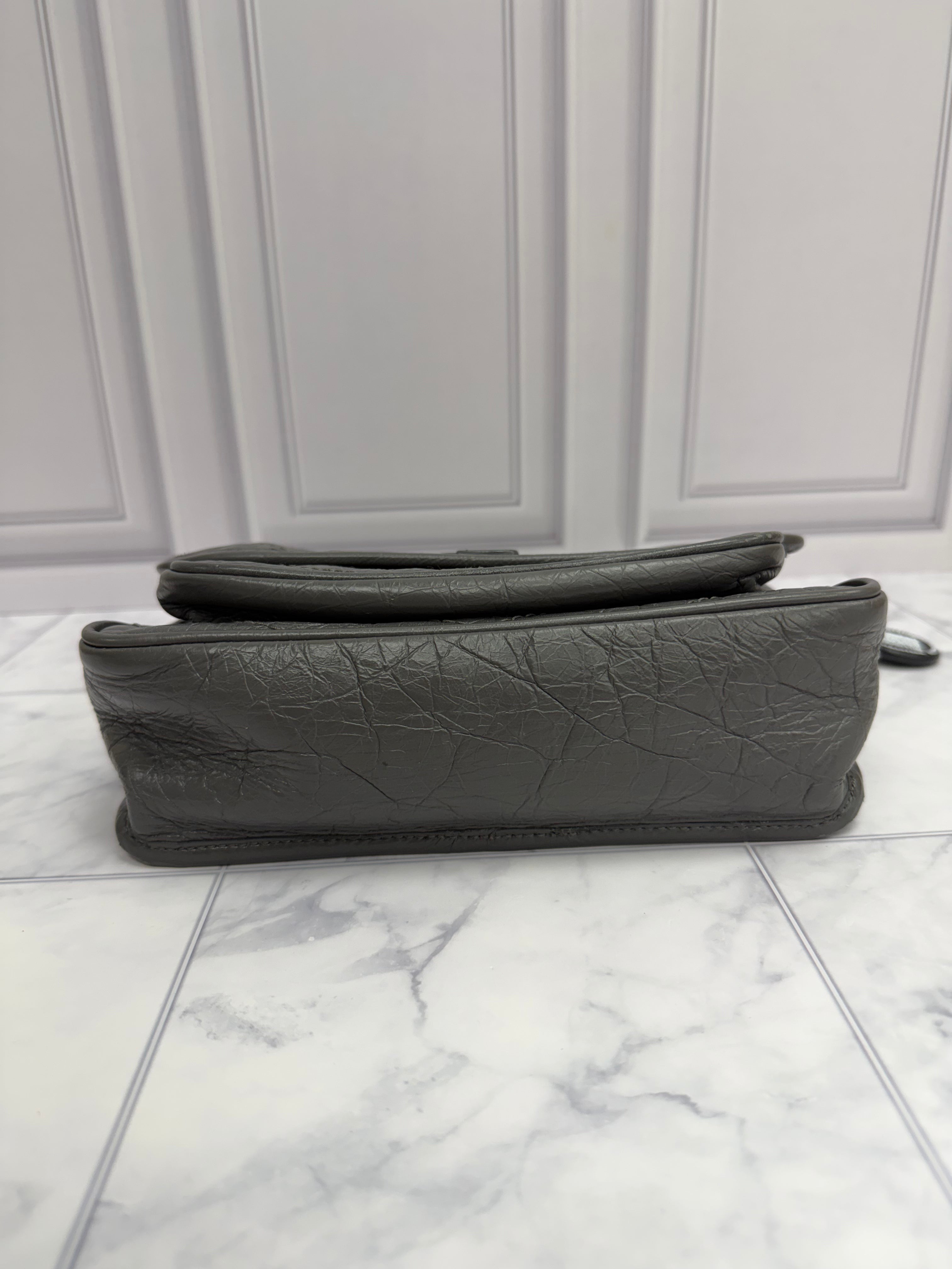 *DONS DROP* Saint Laurent YSL Grey Crinkled Leather Niki Handbag