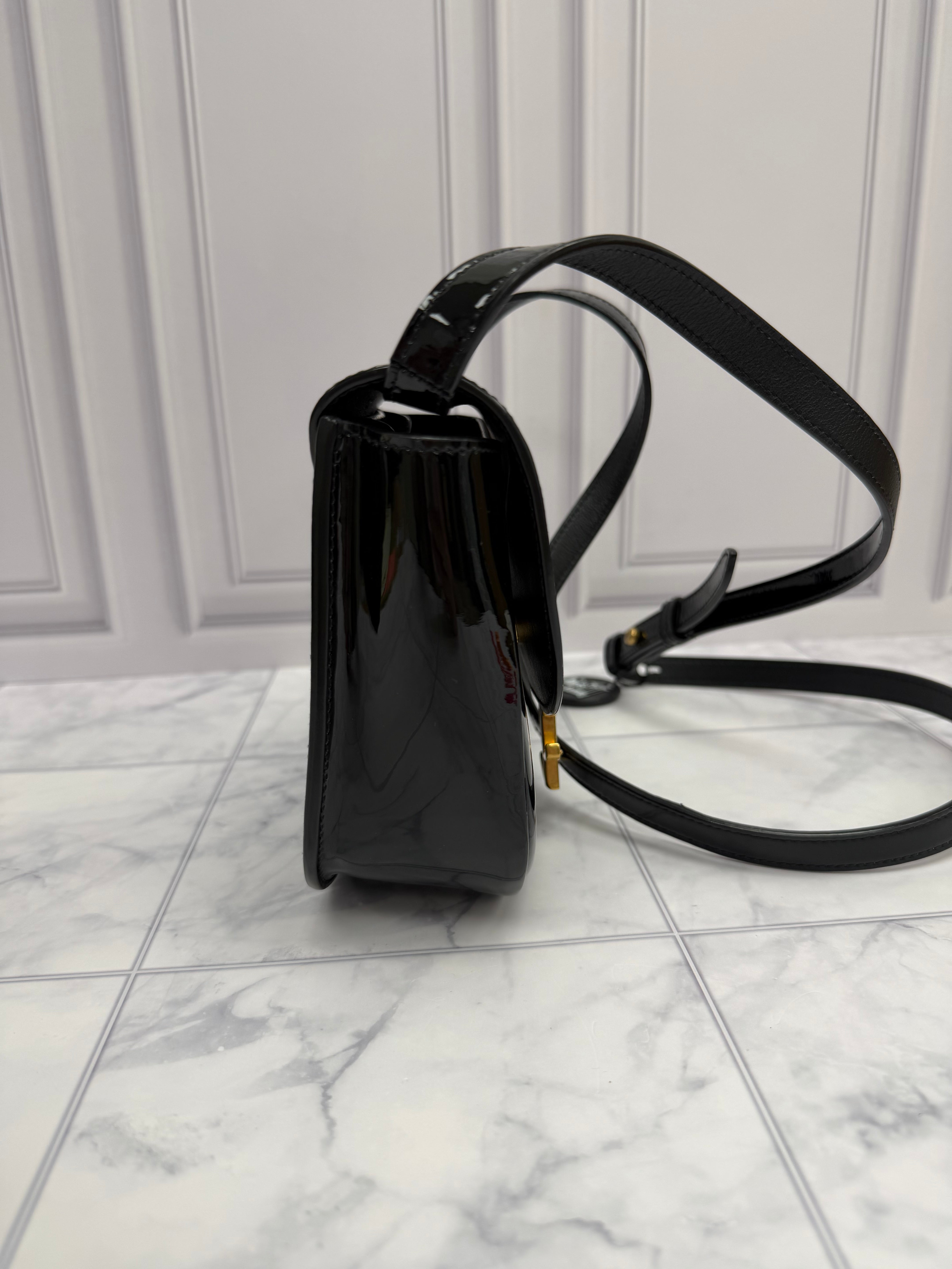 *DONS DROP* LIKE NEW Saint Laurent YSL Black Patent Leather Kaia Small Crossbody Bag