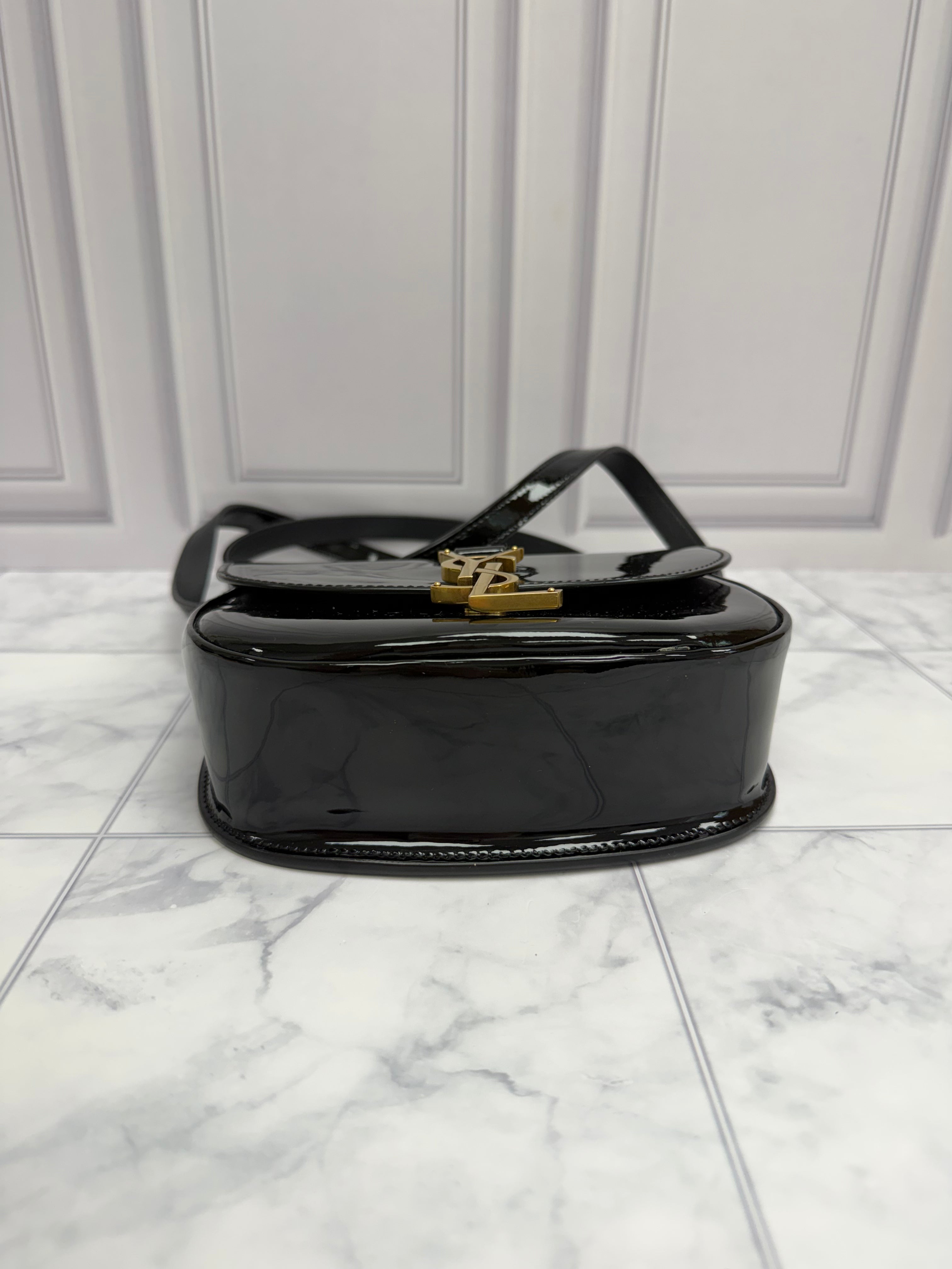 *DONS DROP* LIKE NEW Saint Laurent YSL Black Patent Leather Kaia Small Crossbody Bag