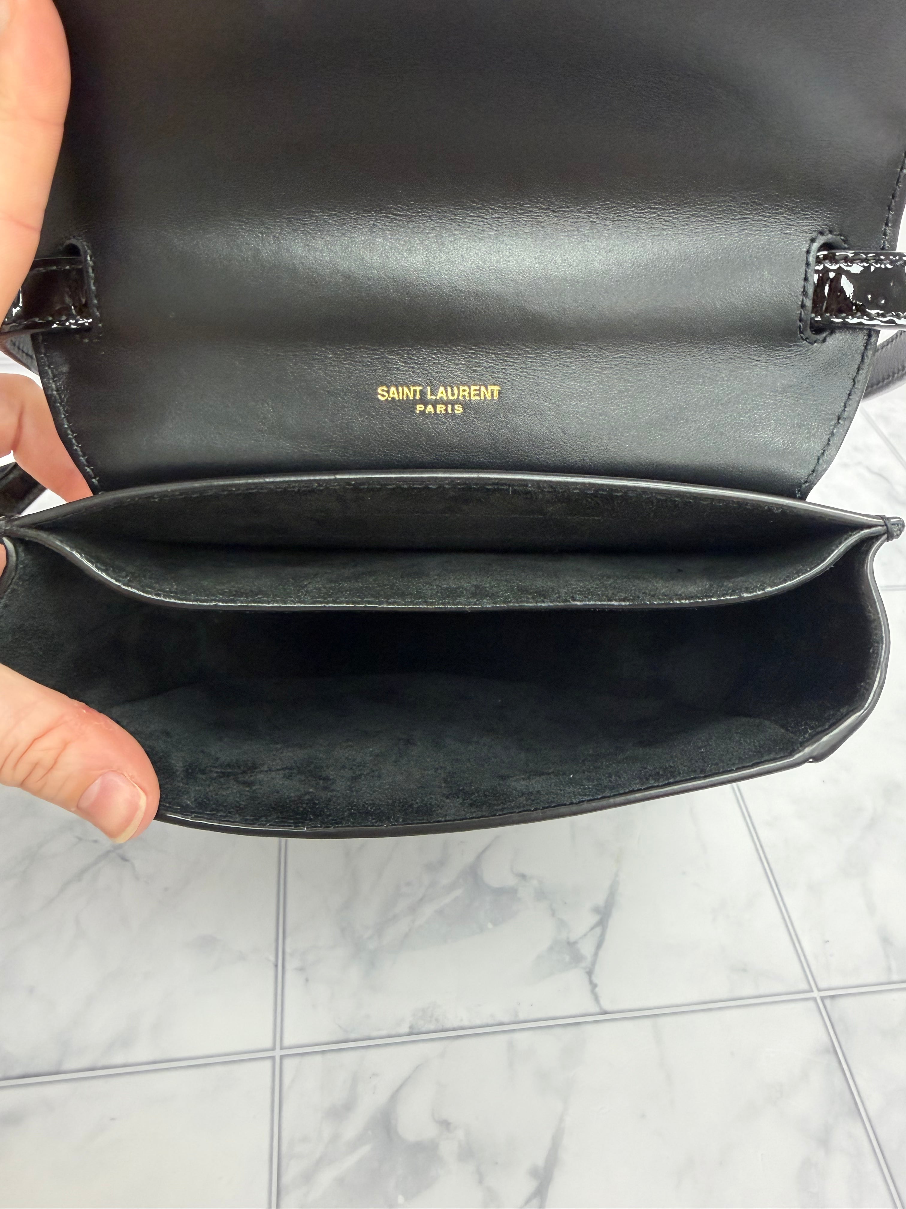 *DONS DROP* LIKE NEW Saint Laurent YSL Black Patent Leather Kaia Small Crossbody Bag