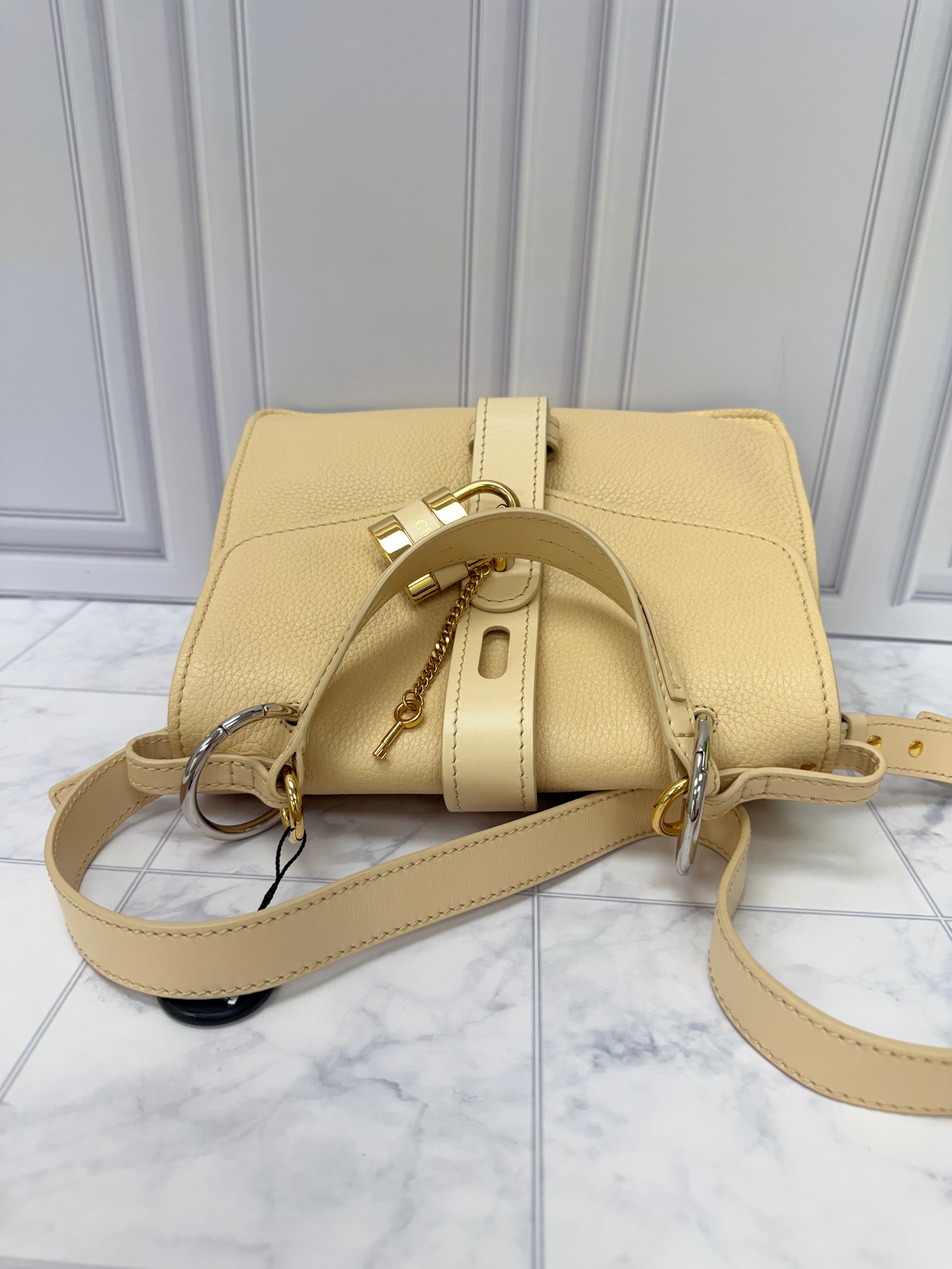 Chloe Beige Grained Leather Aby Day Shoulder Bag