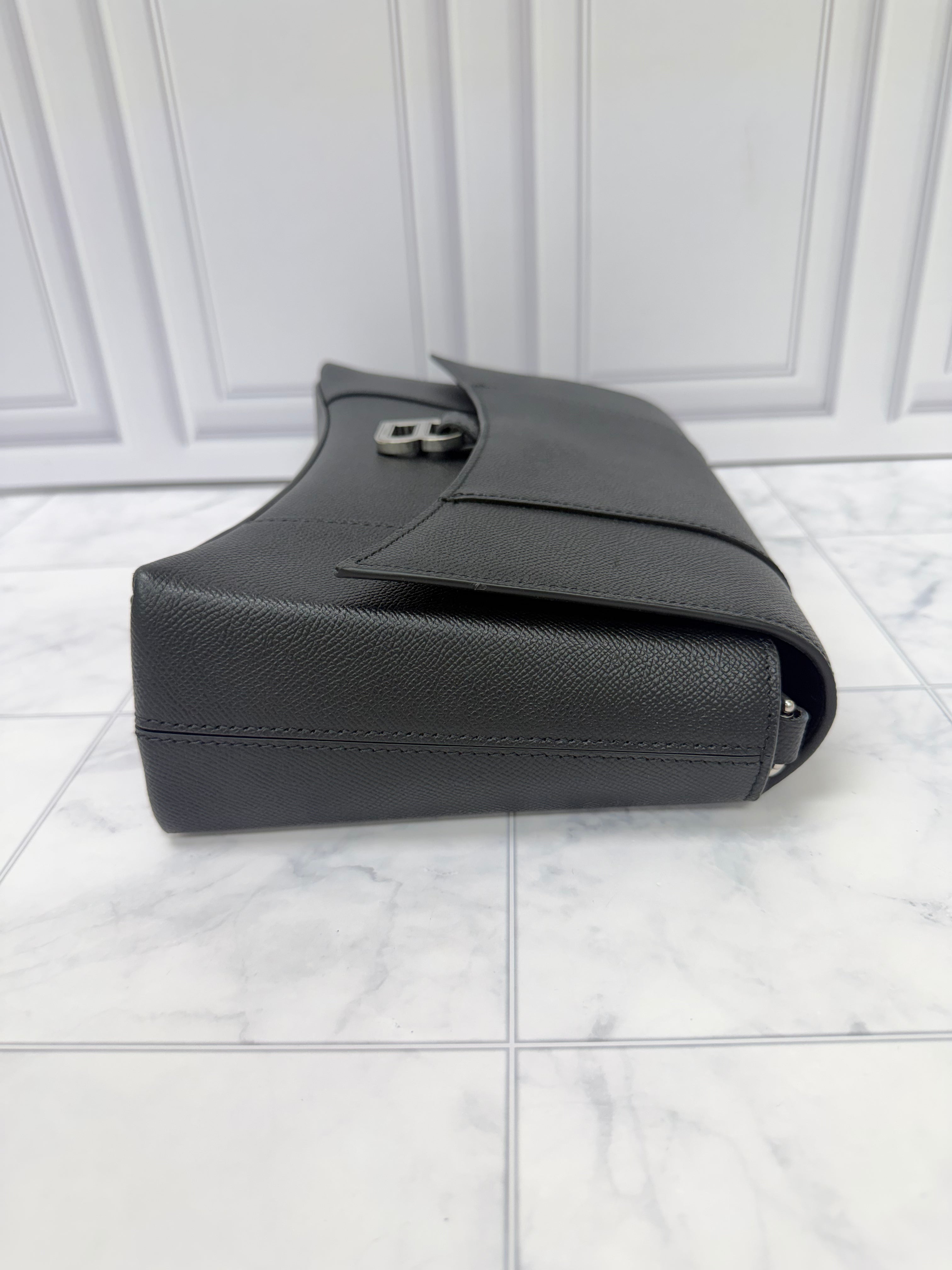 Balenciaga Black Grained Leather Downtown Shoulder Bag