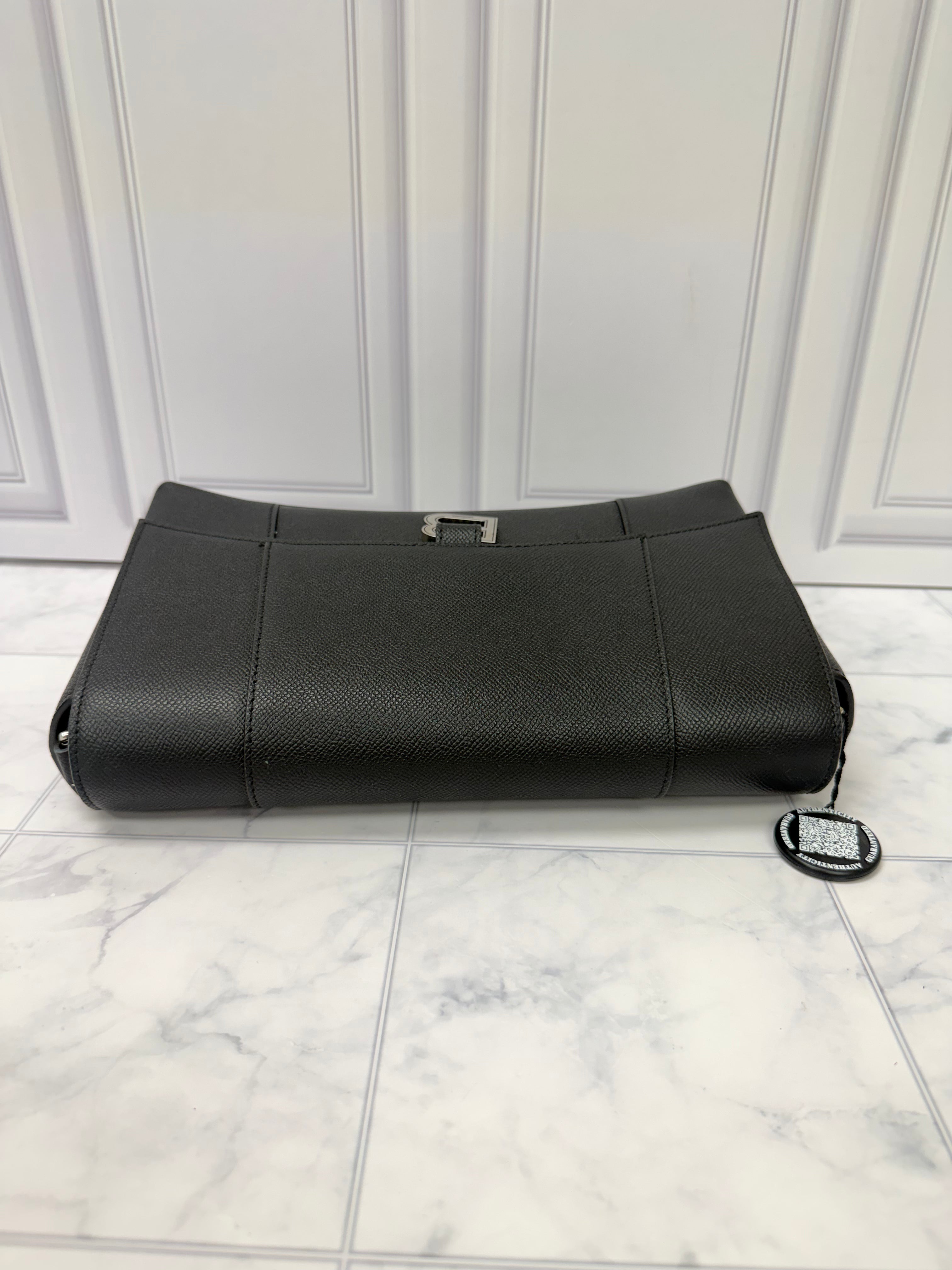 Balenciaga Black Grained Leather Downtown Shoulder Bag