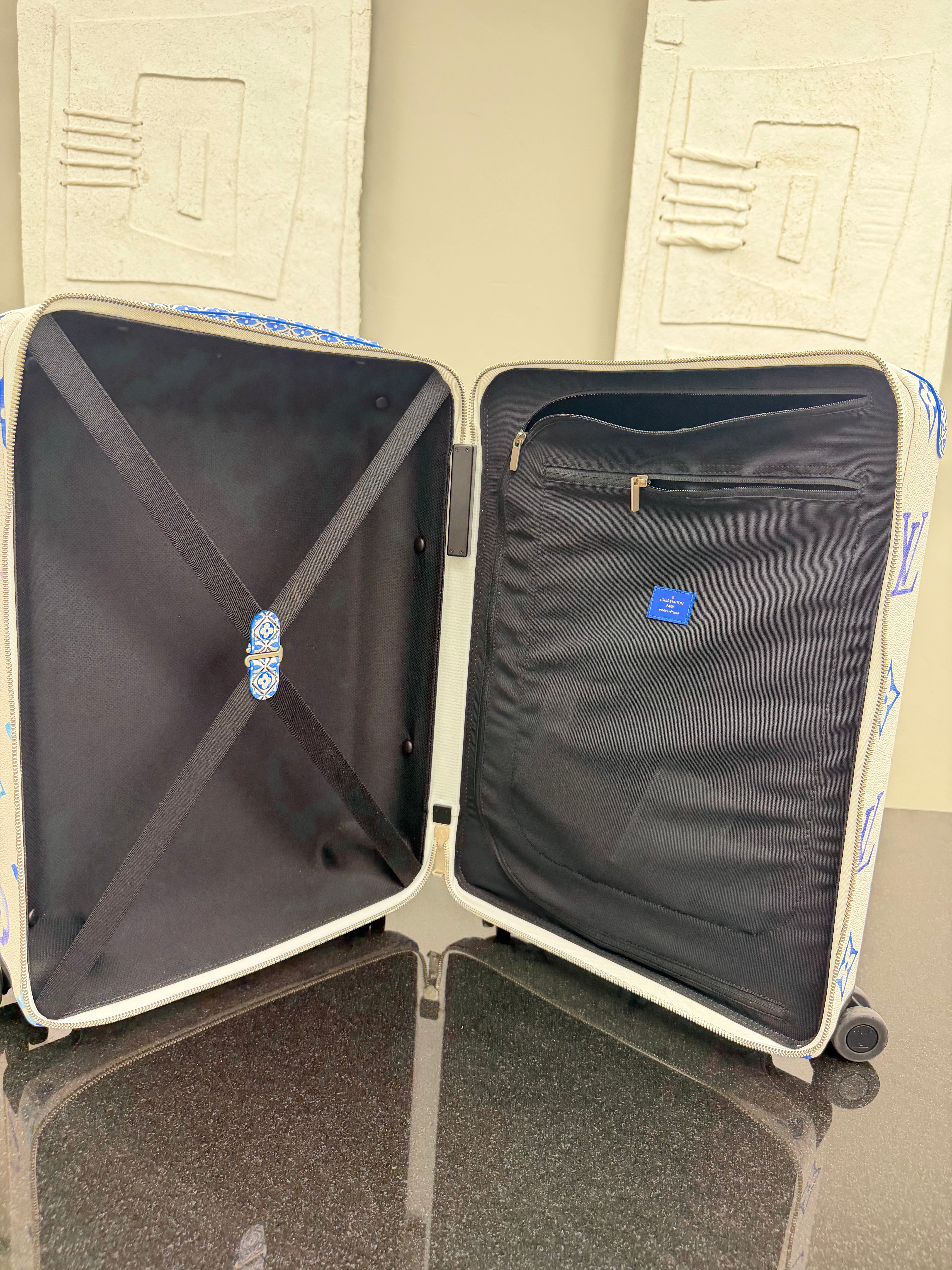 Louis Vuitton White And Blue Monogram By the Pool Horizon 55 Rolling Luggage