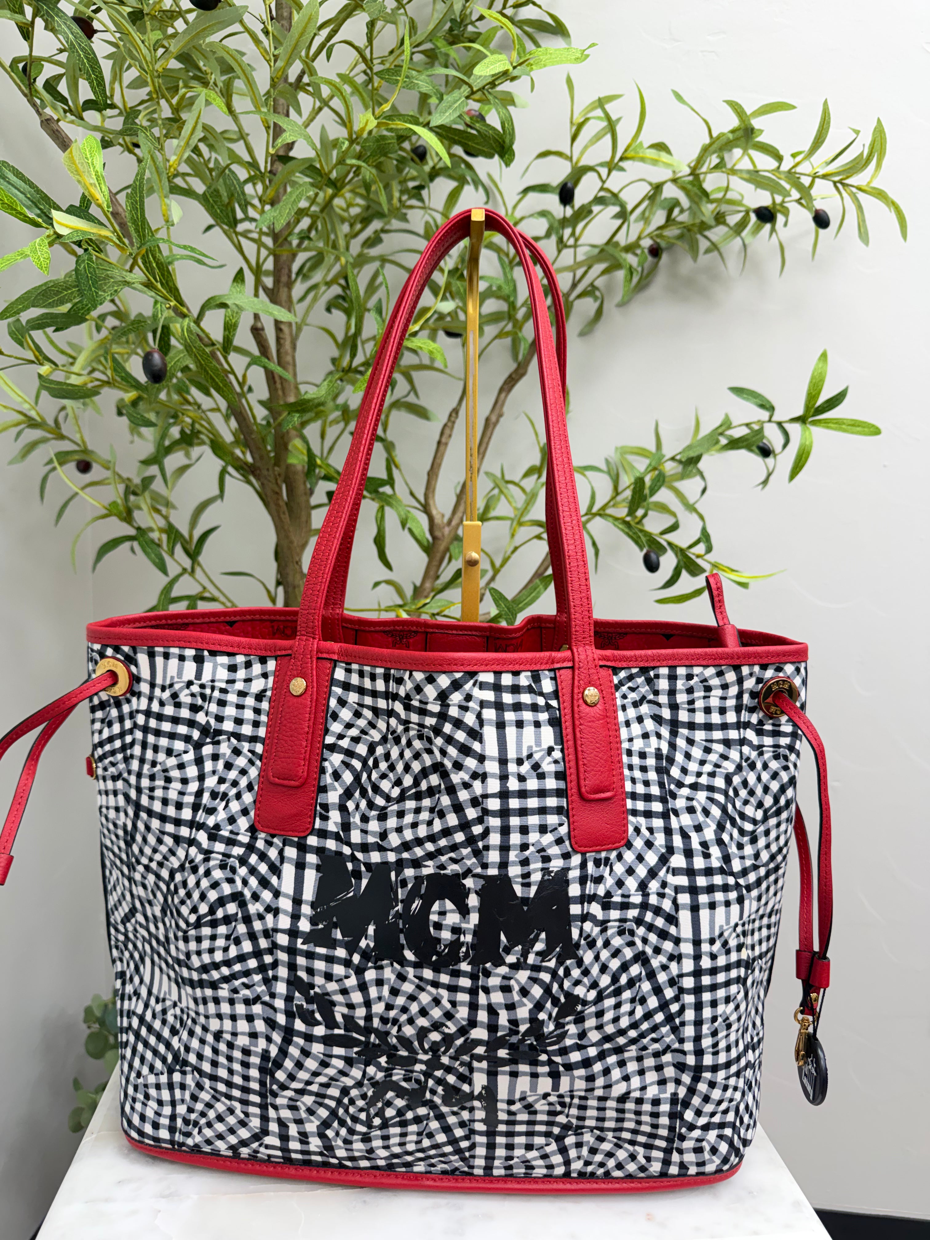BRAND NEW - MCM Red Viseto Medium Reversible Tote Bag
