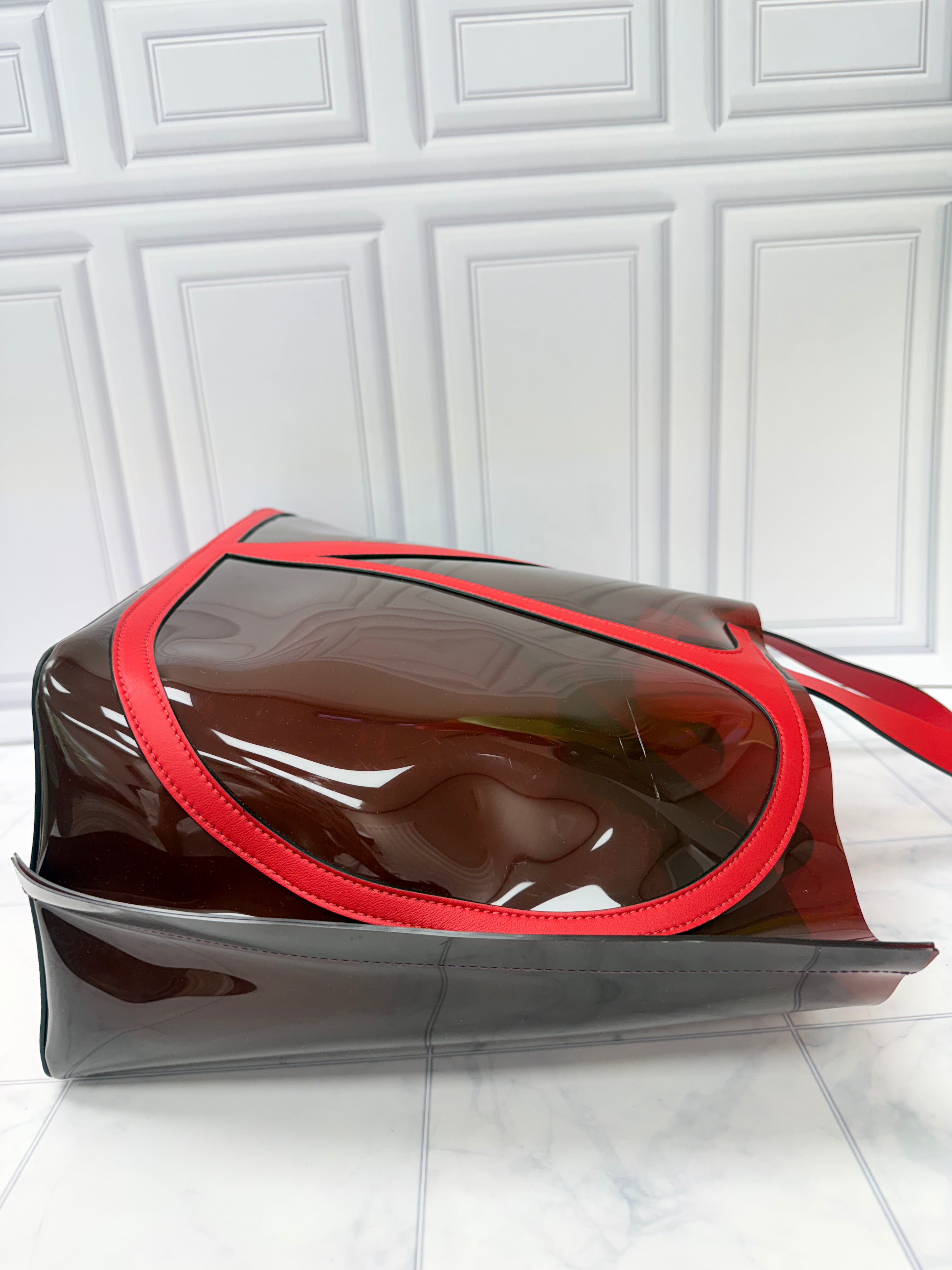 Valentino Red PVC VLogo Escape Medium Tote Bag
