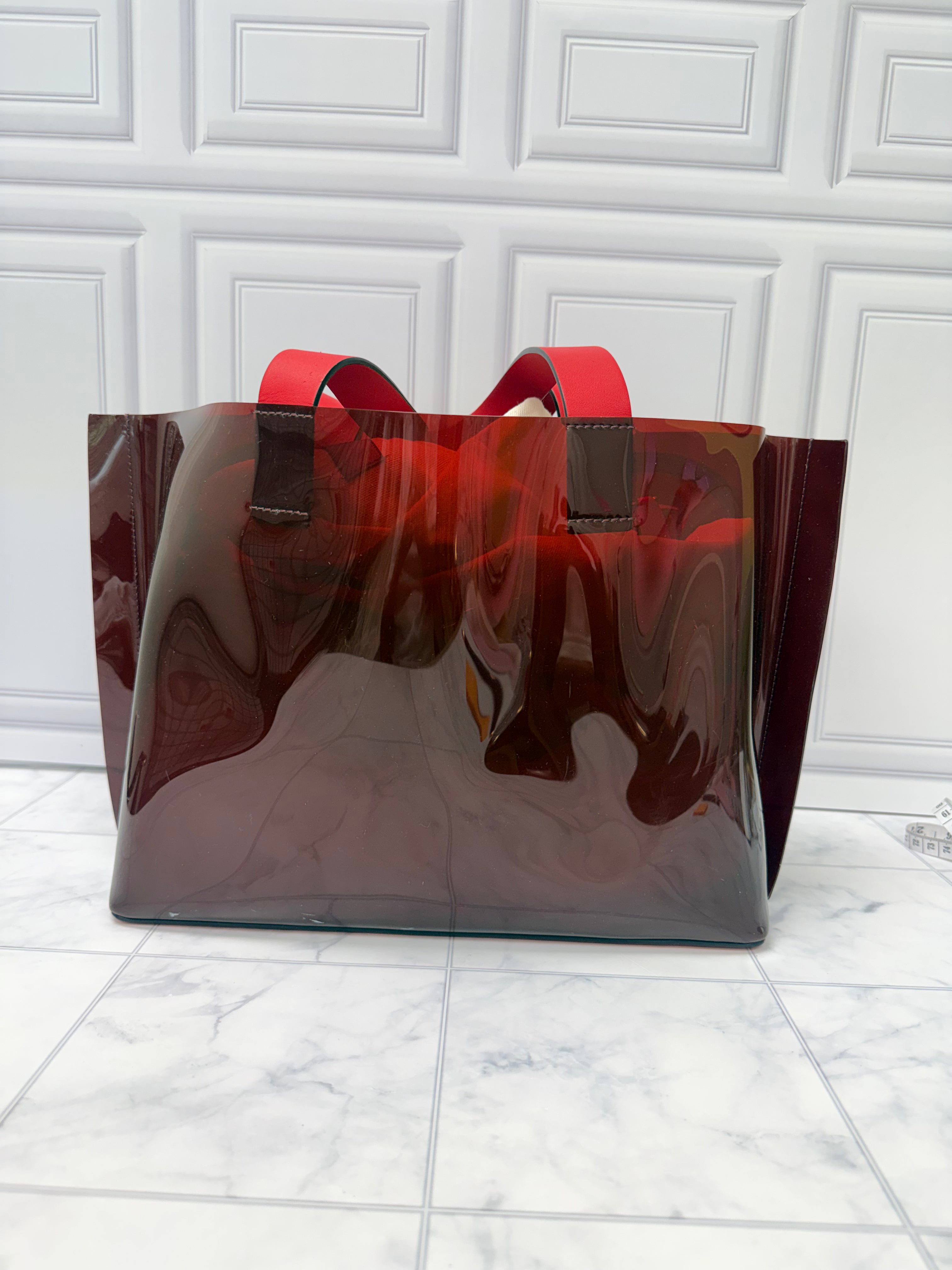 Valentino Red PVC Logo Small Tote Bag