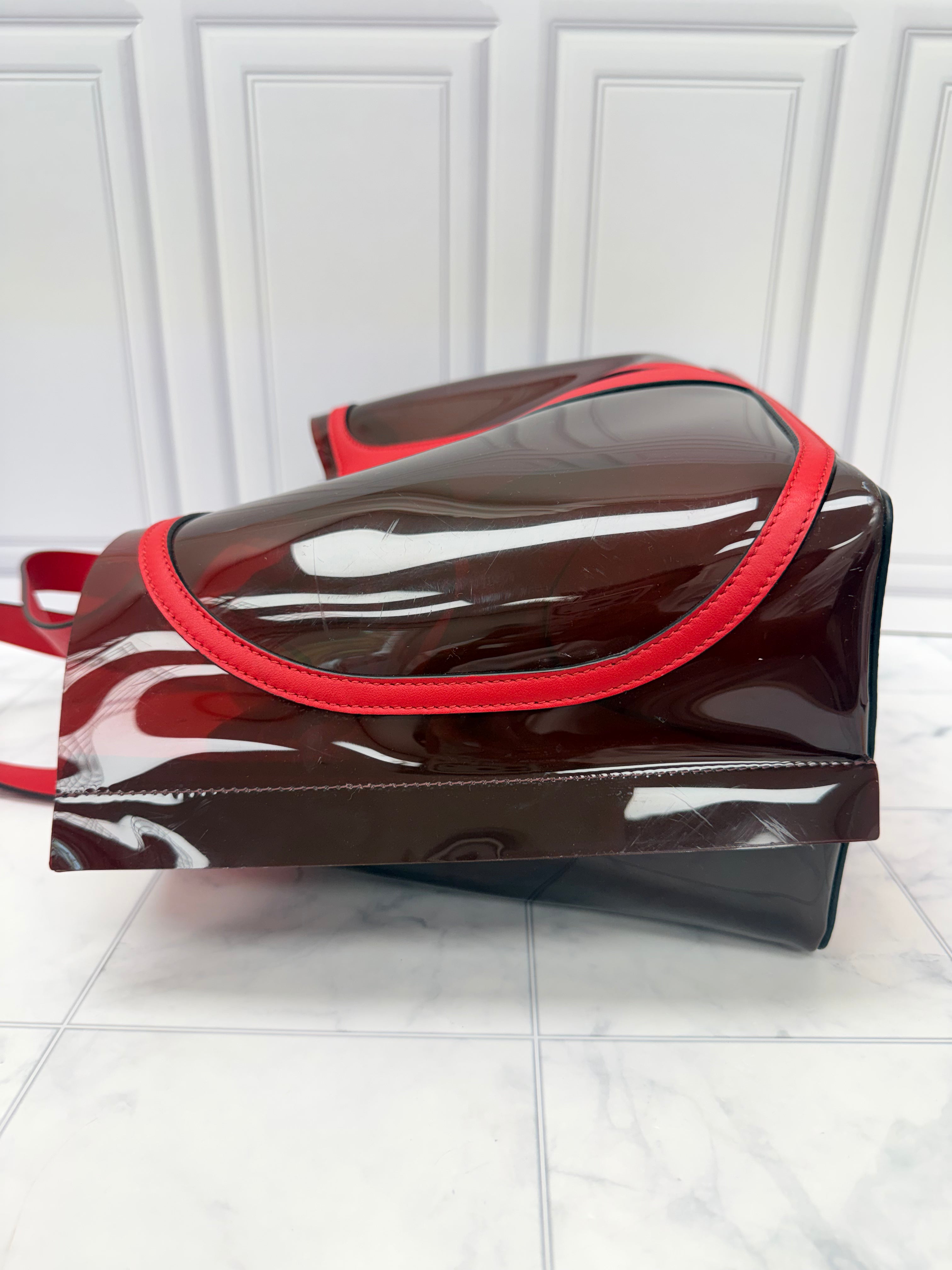 Valentino Red PVC Logo Small Tote Bag