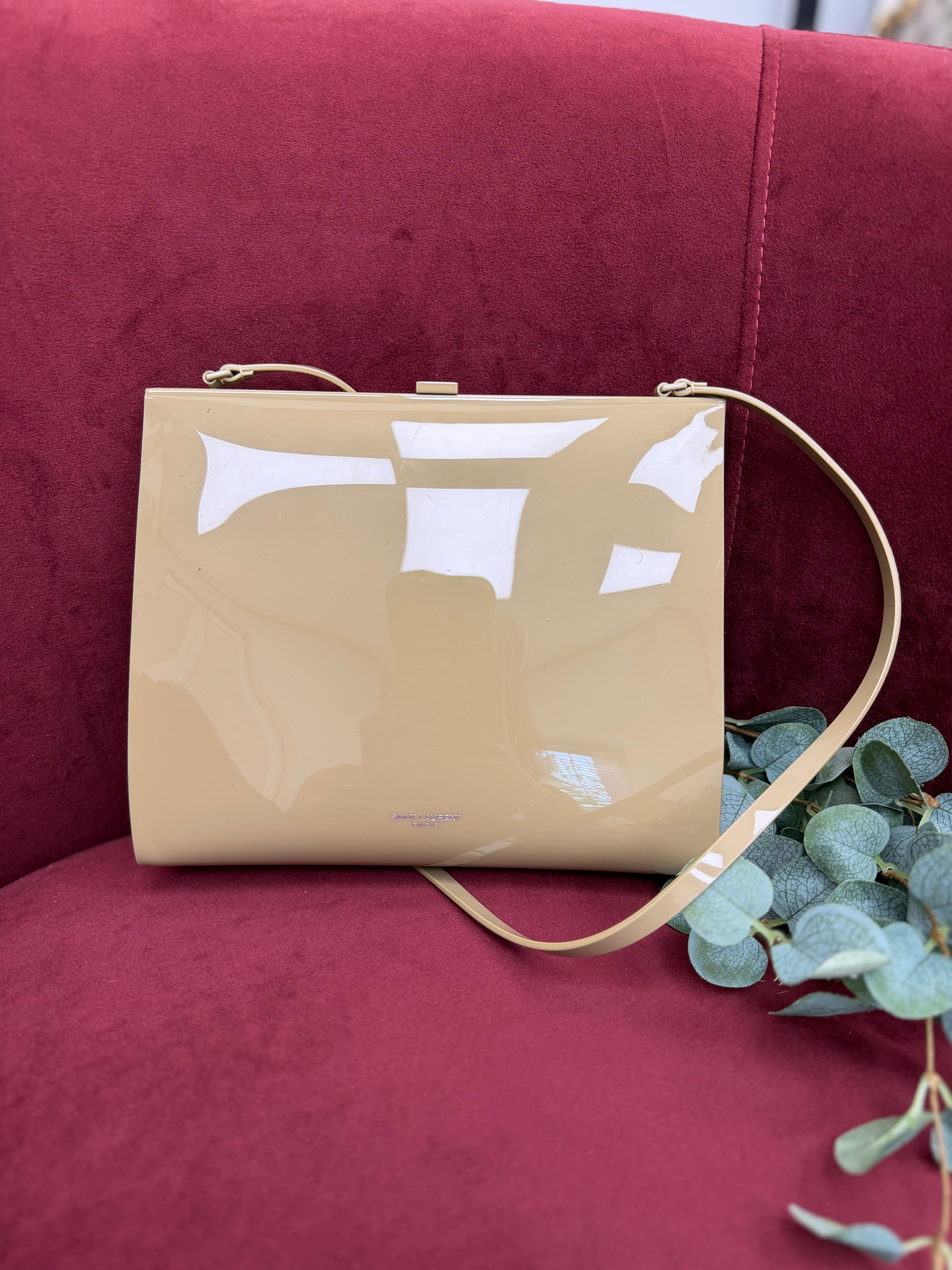 Saint Laurent YSL Dark Honey Vinyl Small Le Anne-Marie Shoulder Bag