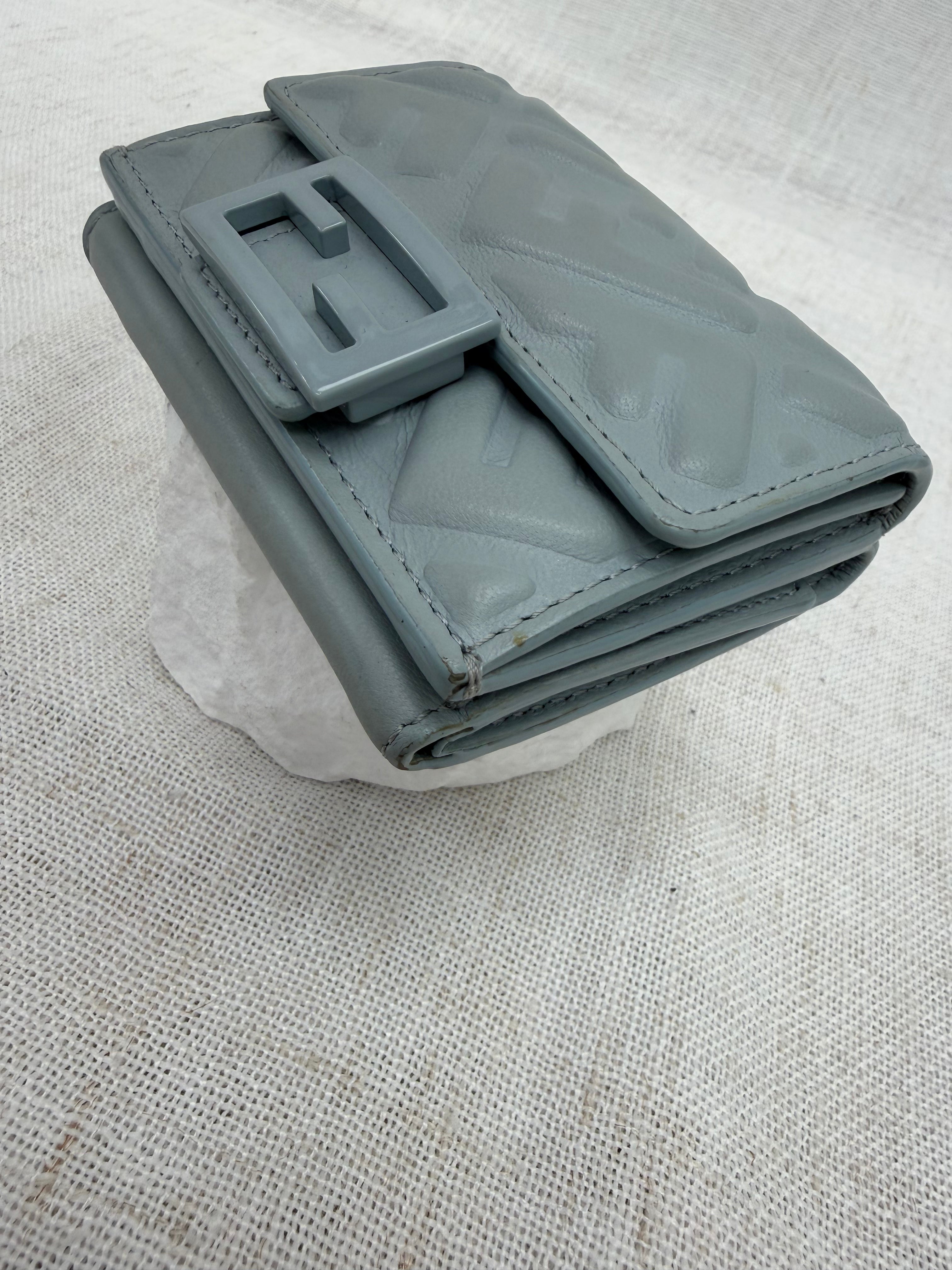 Fendi Light Blue Embossed FF Compact Trifold