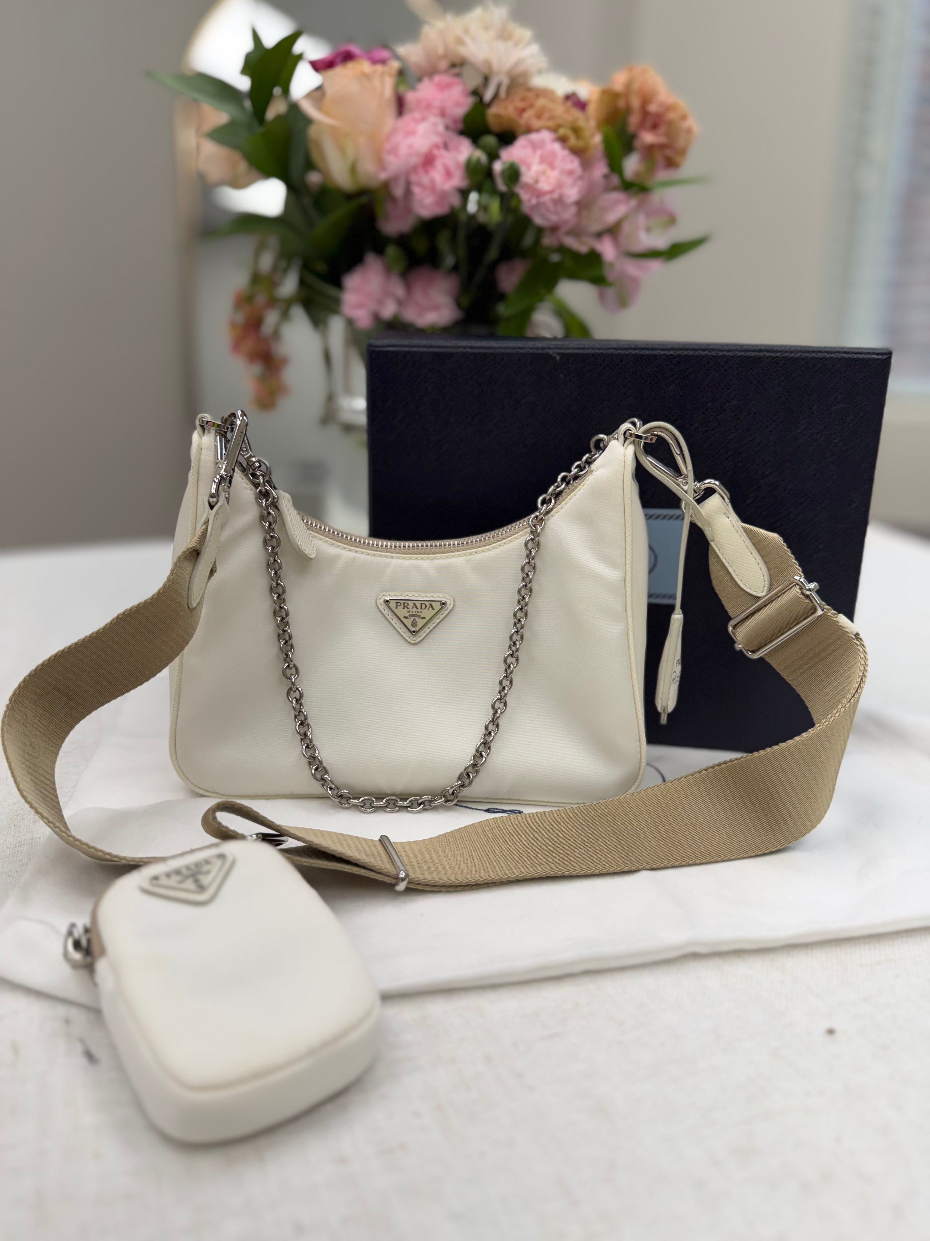 Prada White Tessuto Nylon Re-Edition Crossbody Bag