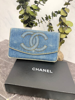Chanel Blue Denim Flap Wallet