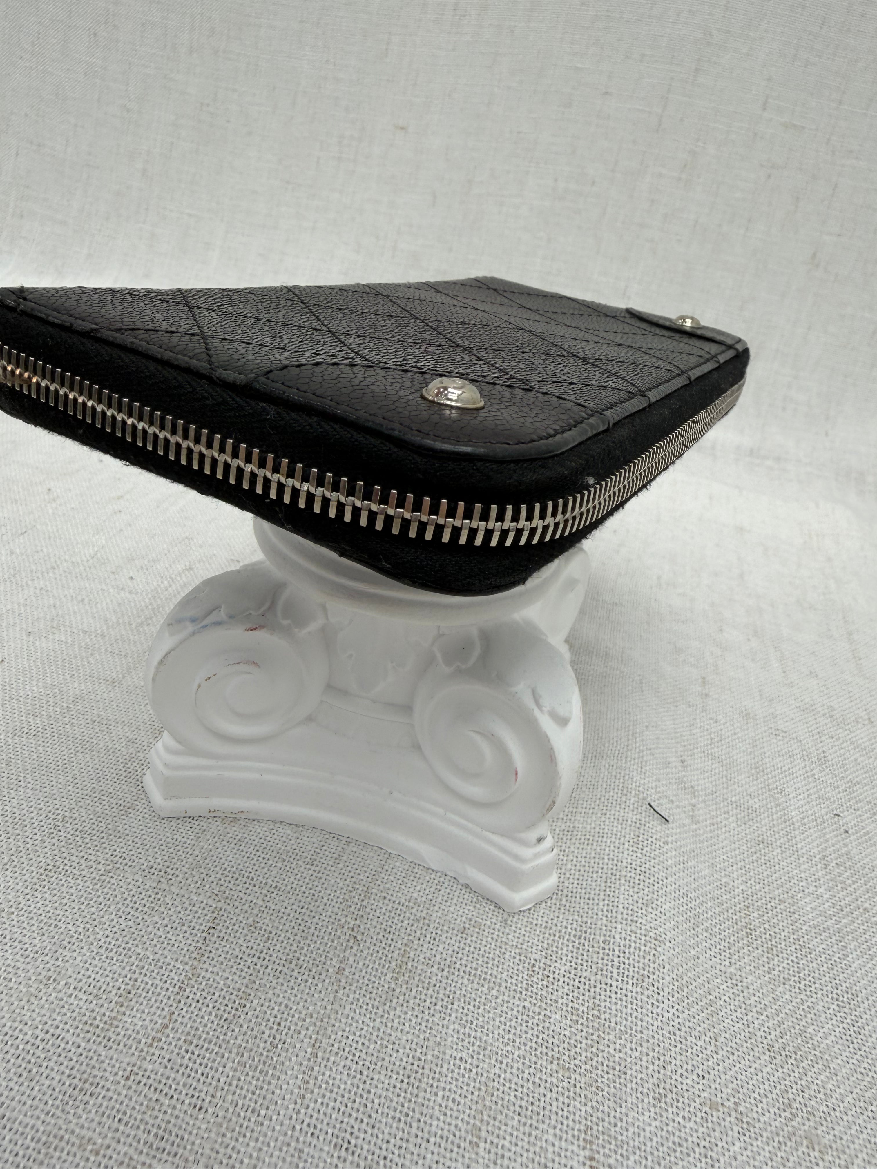 Chanel Black Quilted Caviar Leather Zippy Wallet