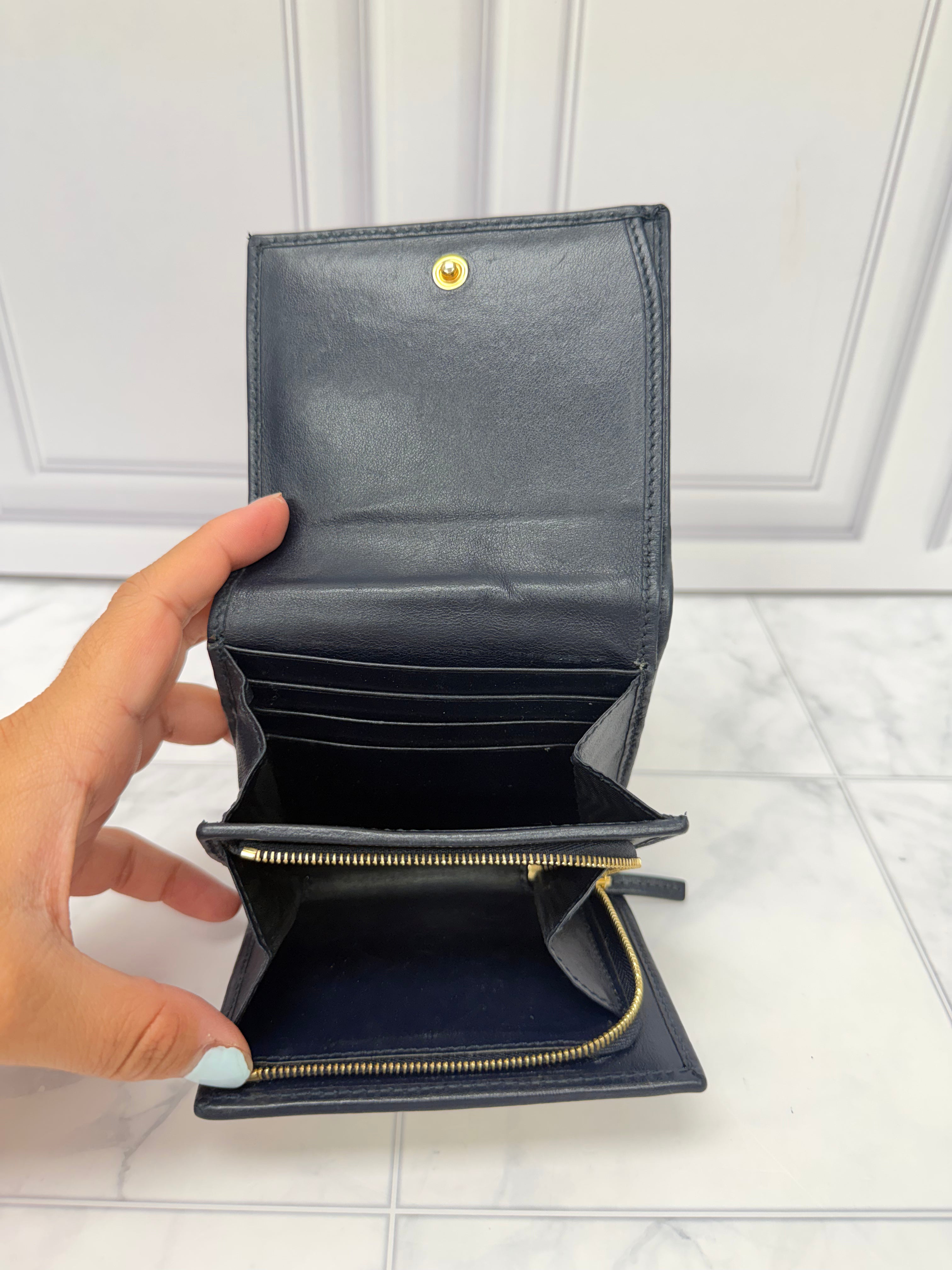 Gucci Beige Canvas And Blue Leather Horsebit Wallet