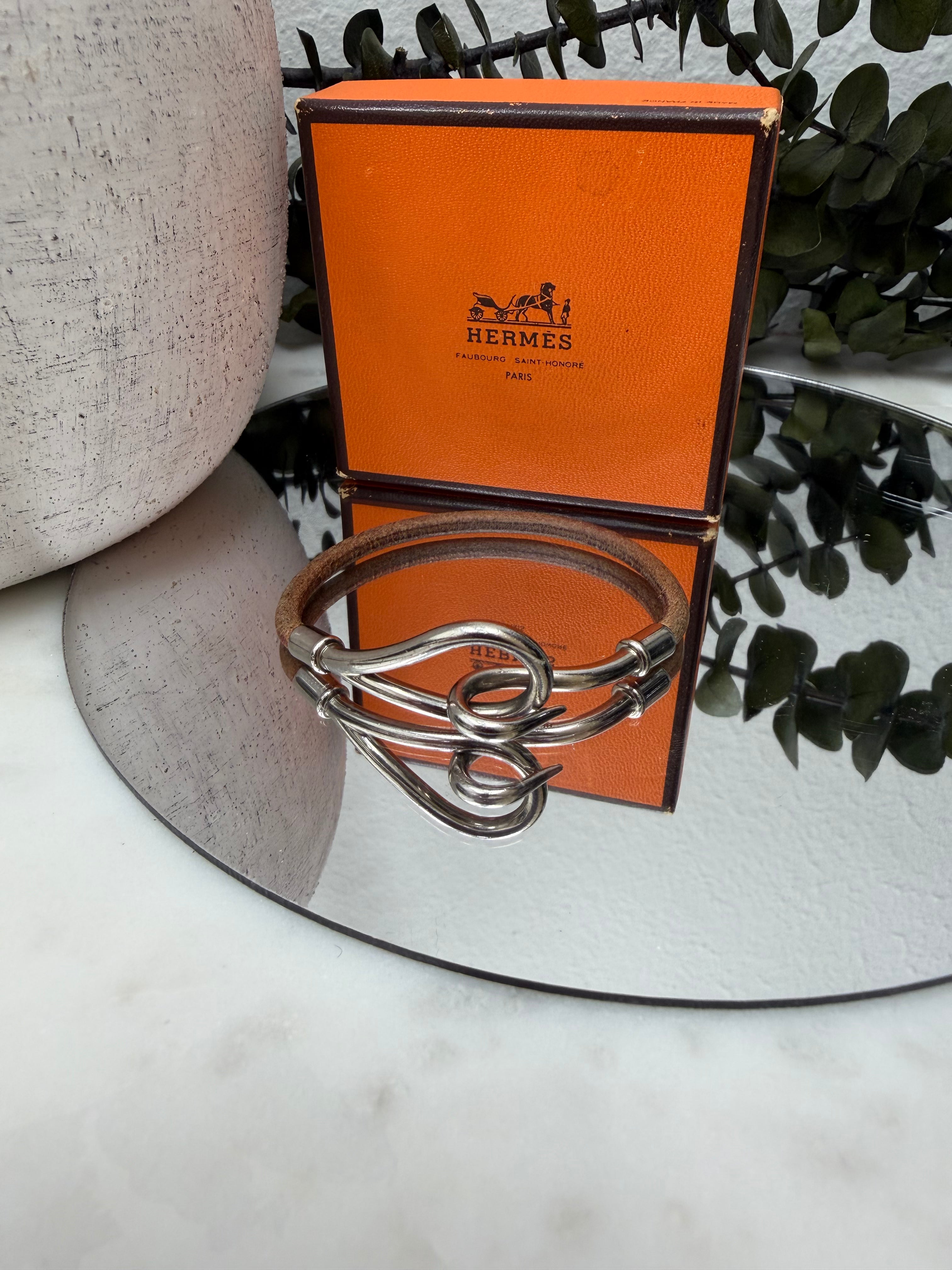 Hermes Brown Leather Jumbo Hook Bracelet