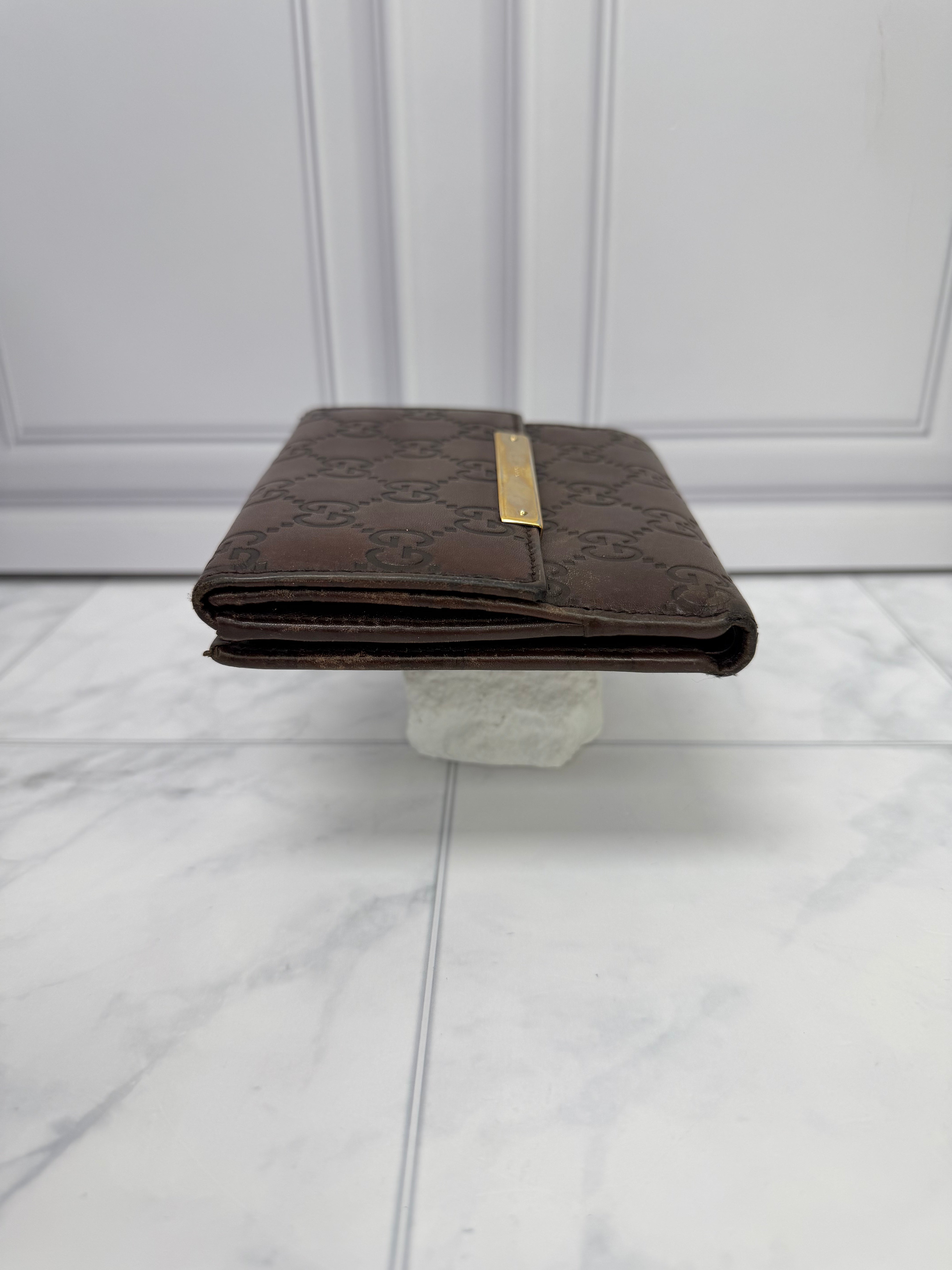 Gucci Brown Guccissima Leather French Flap Wallet