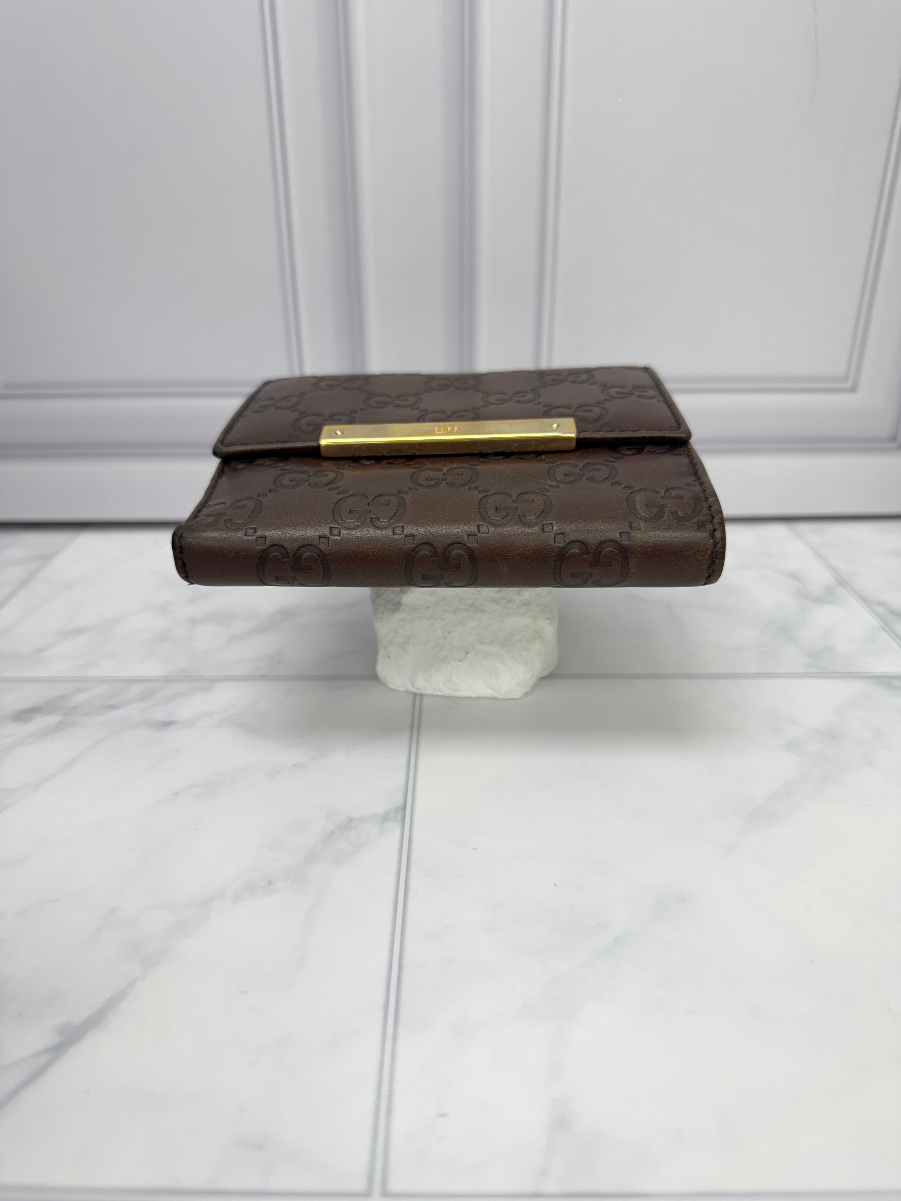 Gucci Brown Guccissima Leather French Flap Wallet