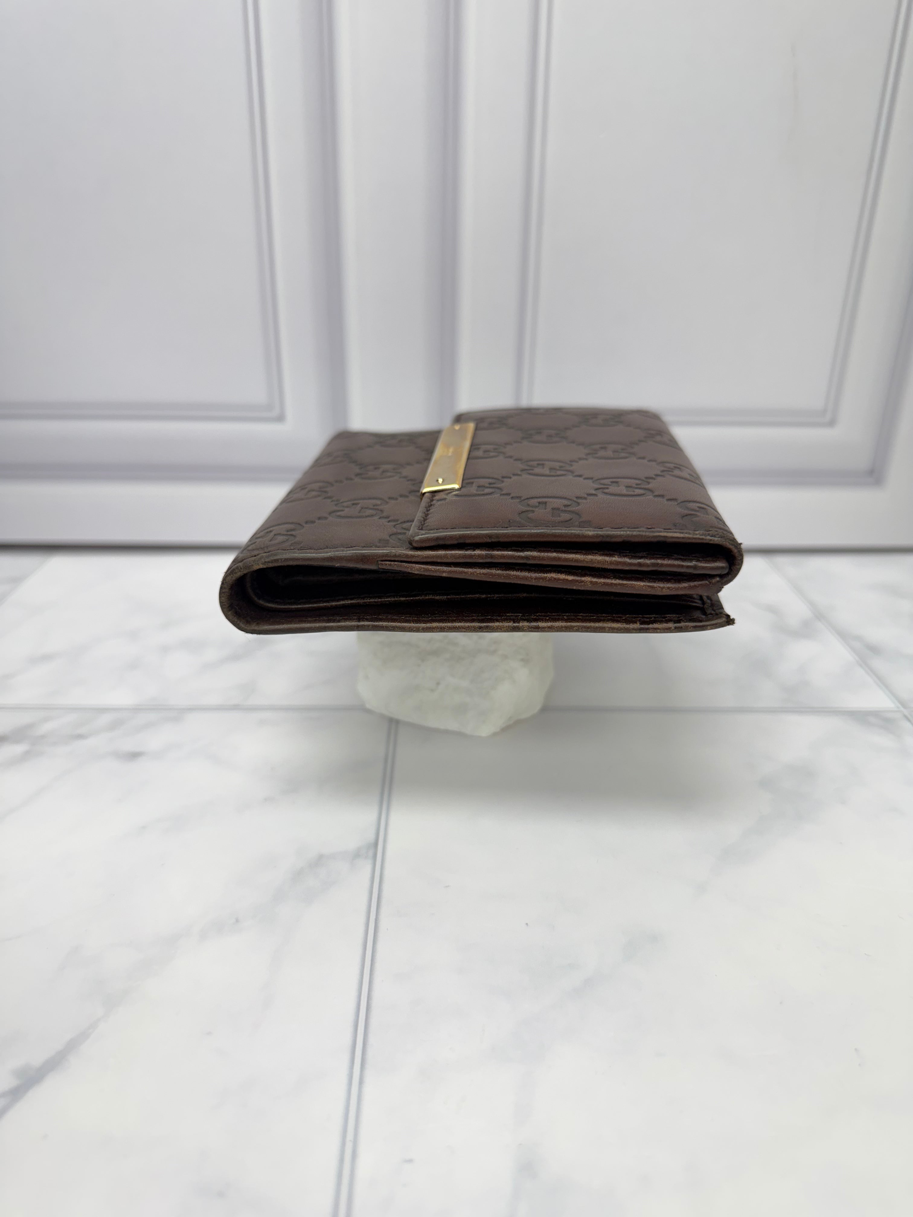 Gucci Brown Guccissima Leather French Flap Wallet