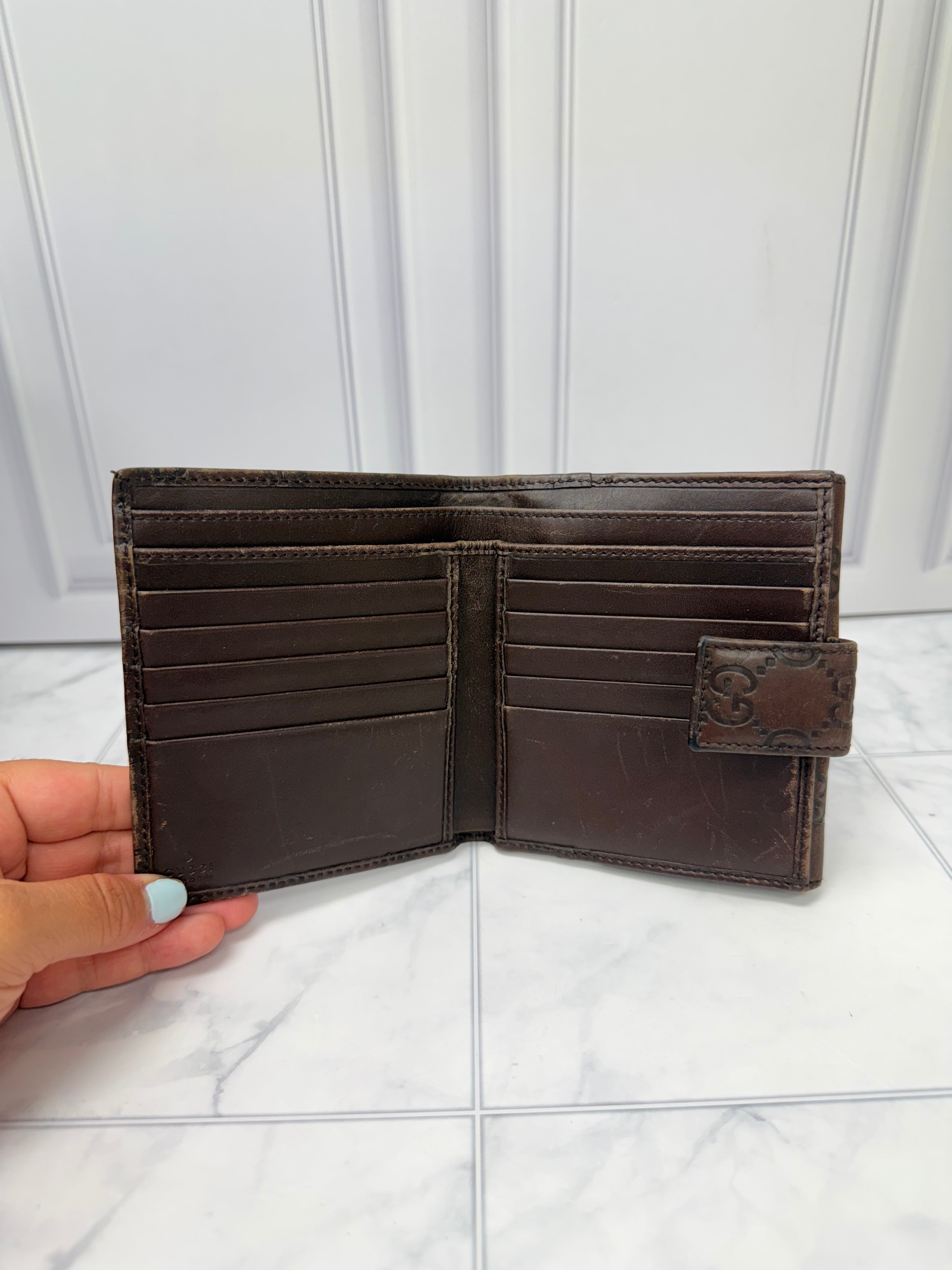 Gucci Brown Guccissima Leather French Flap Wallet