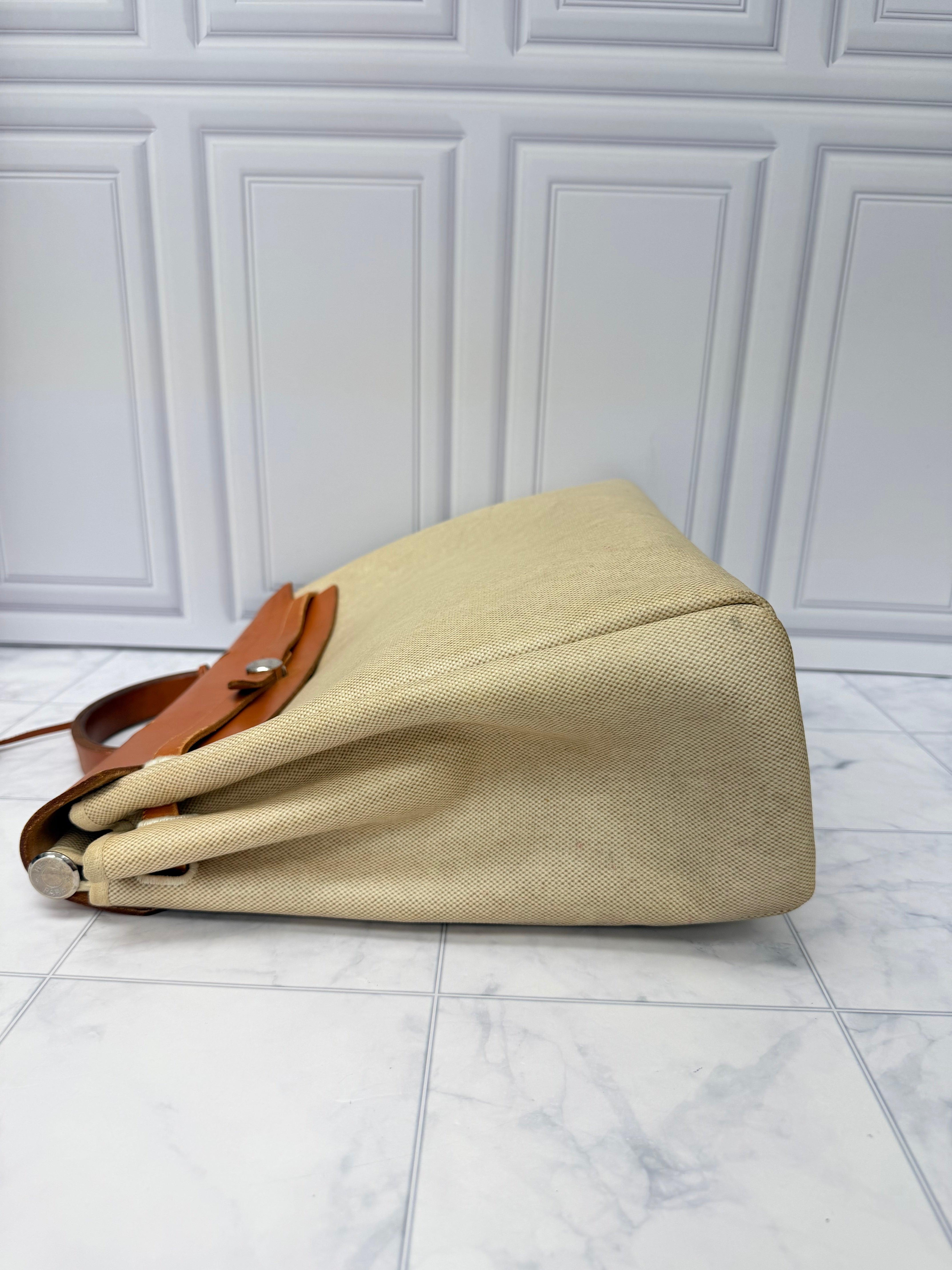 Hermes Beige Canvas Herbag MM Handbag