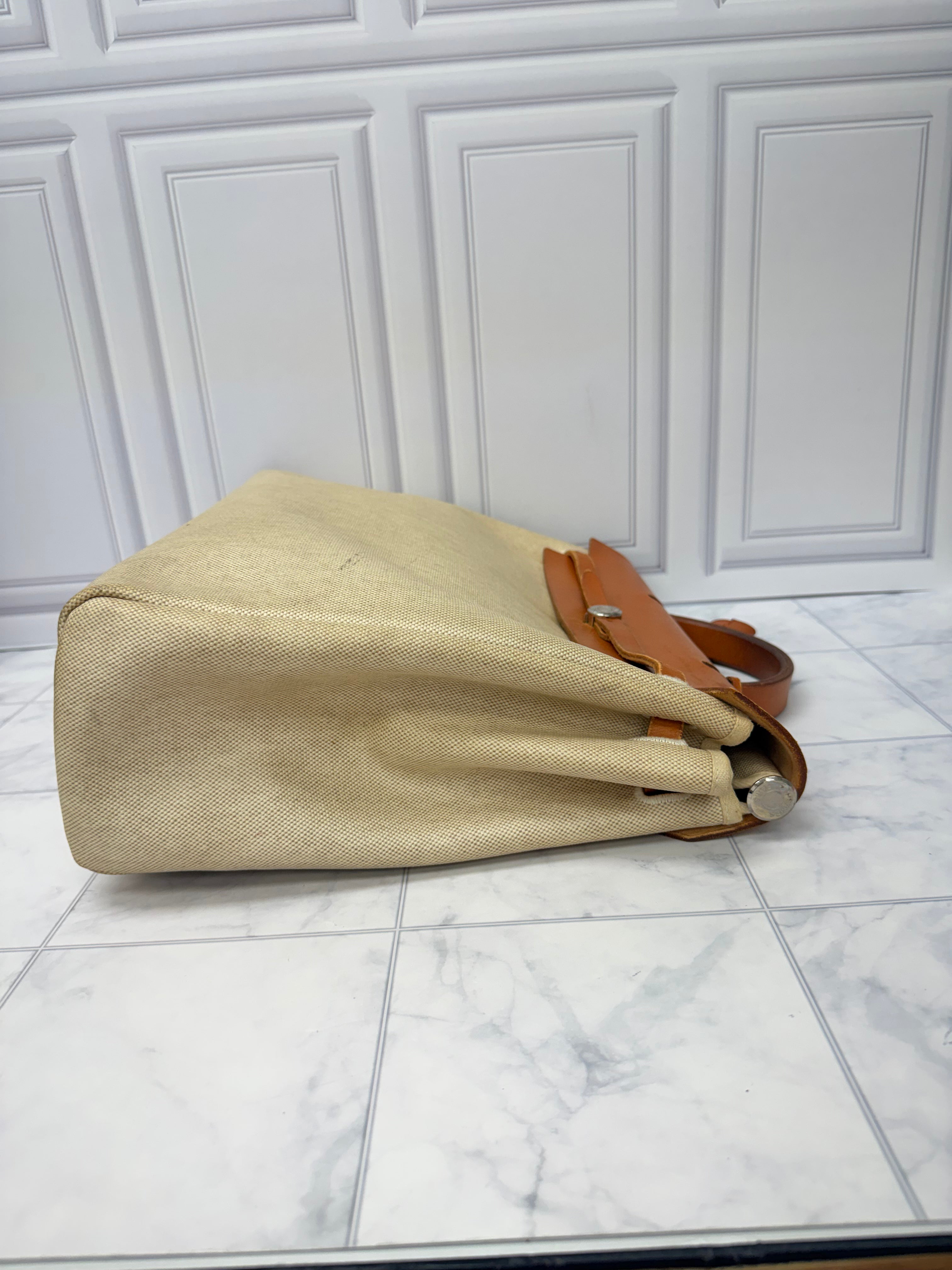 Hermes Beige Canvas Herbag MM Handbag