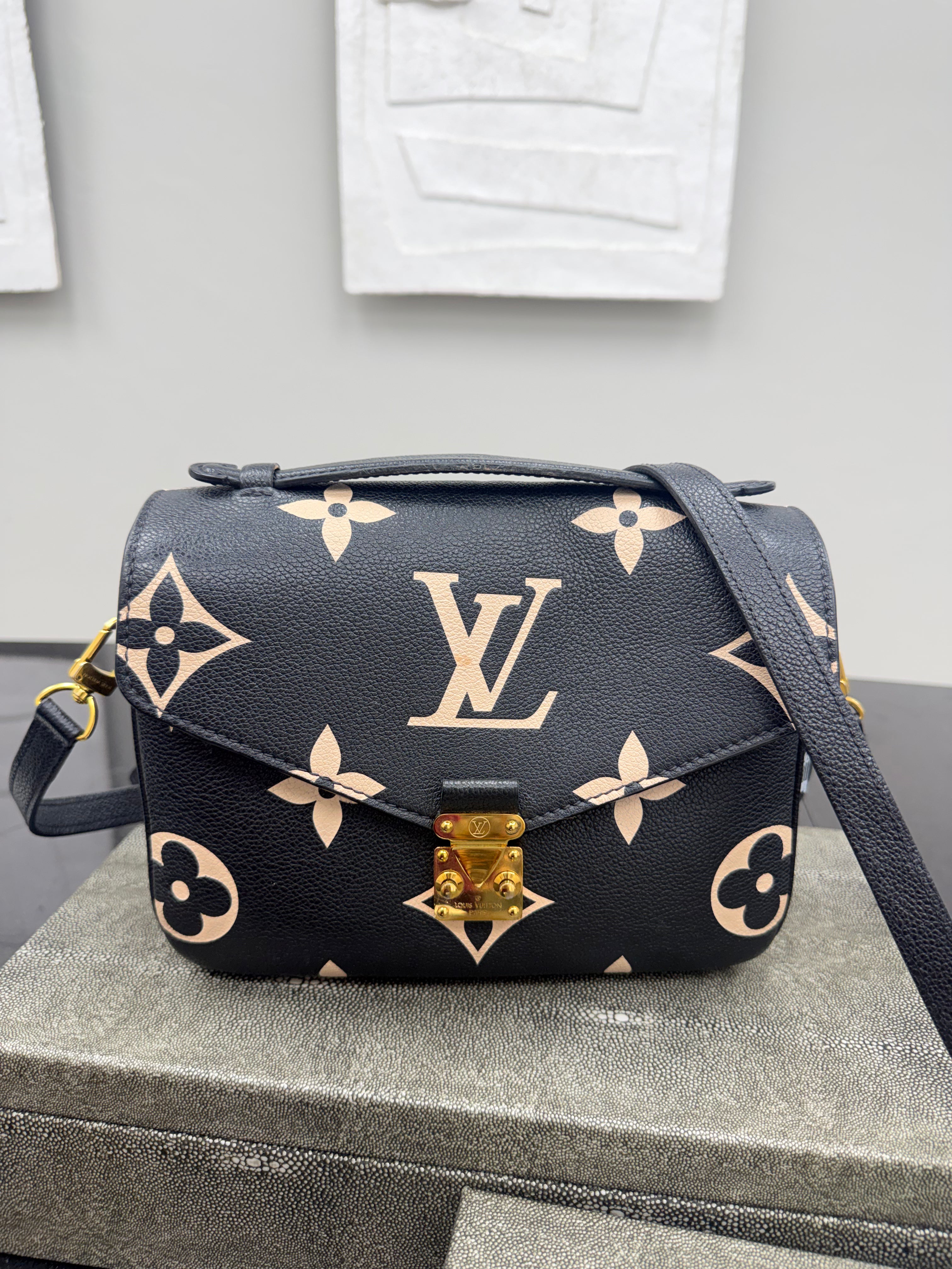 Louis Vuitton Monogram Black Empreinte Leather Pochette Metis Bag
