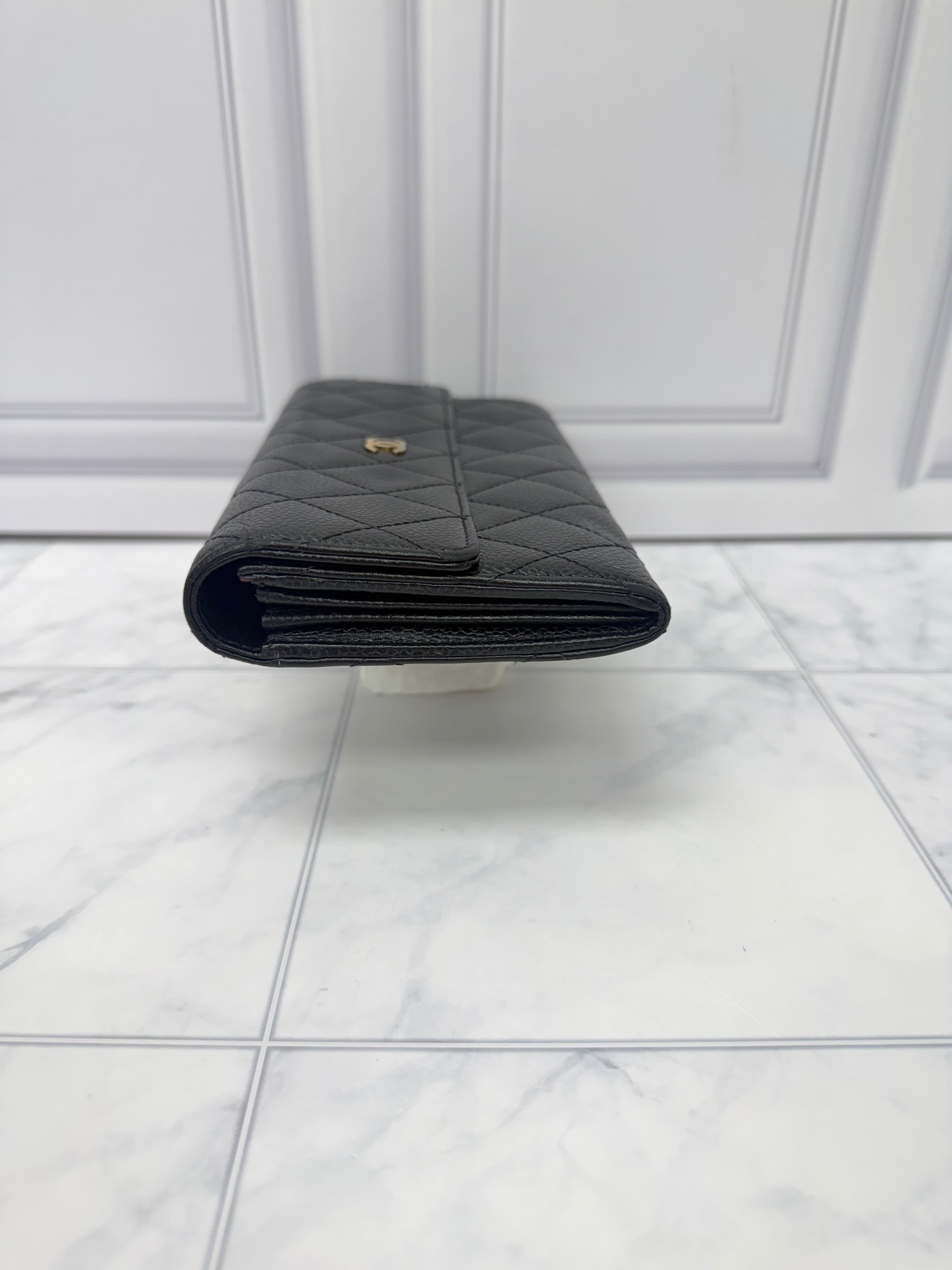 Chanel Black Caviar Leather Flap Wallet