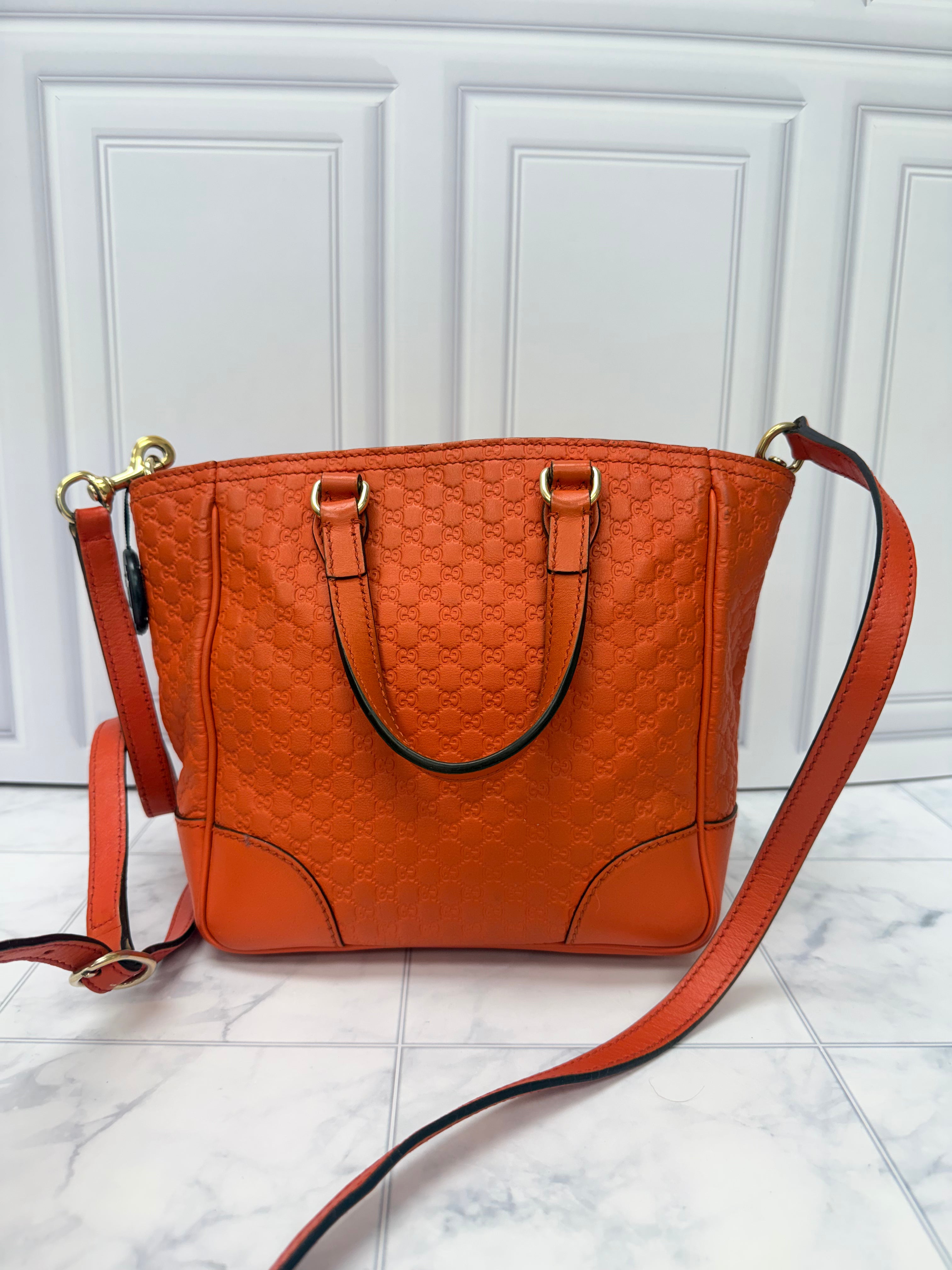Gucci Orange Microguccissima Leather Small Bree Handbag