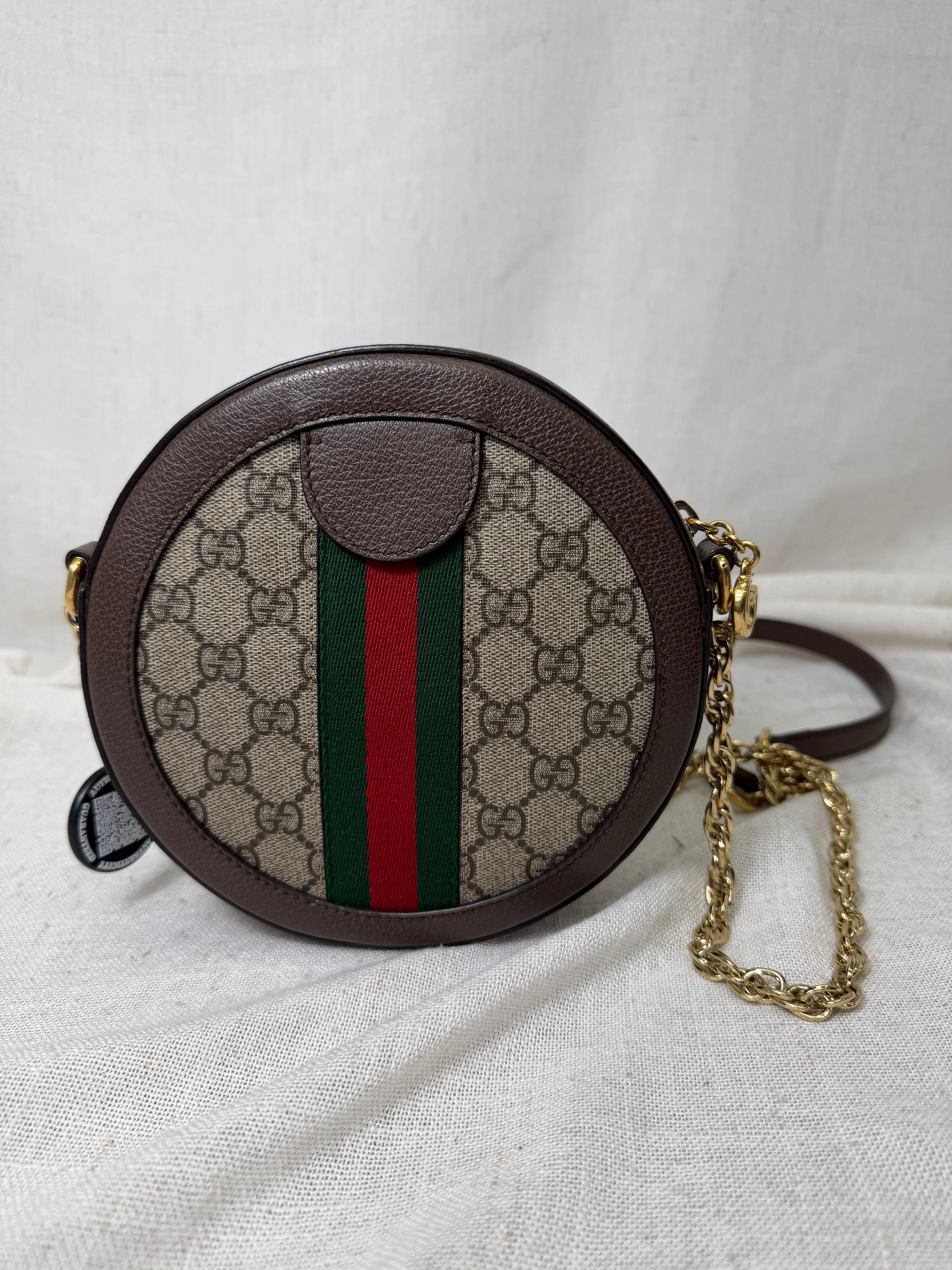 Gucci Ophidia Coated Canvas Mini Round Shoulder Bag