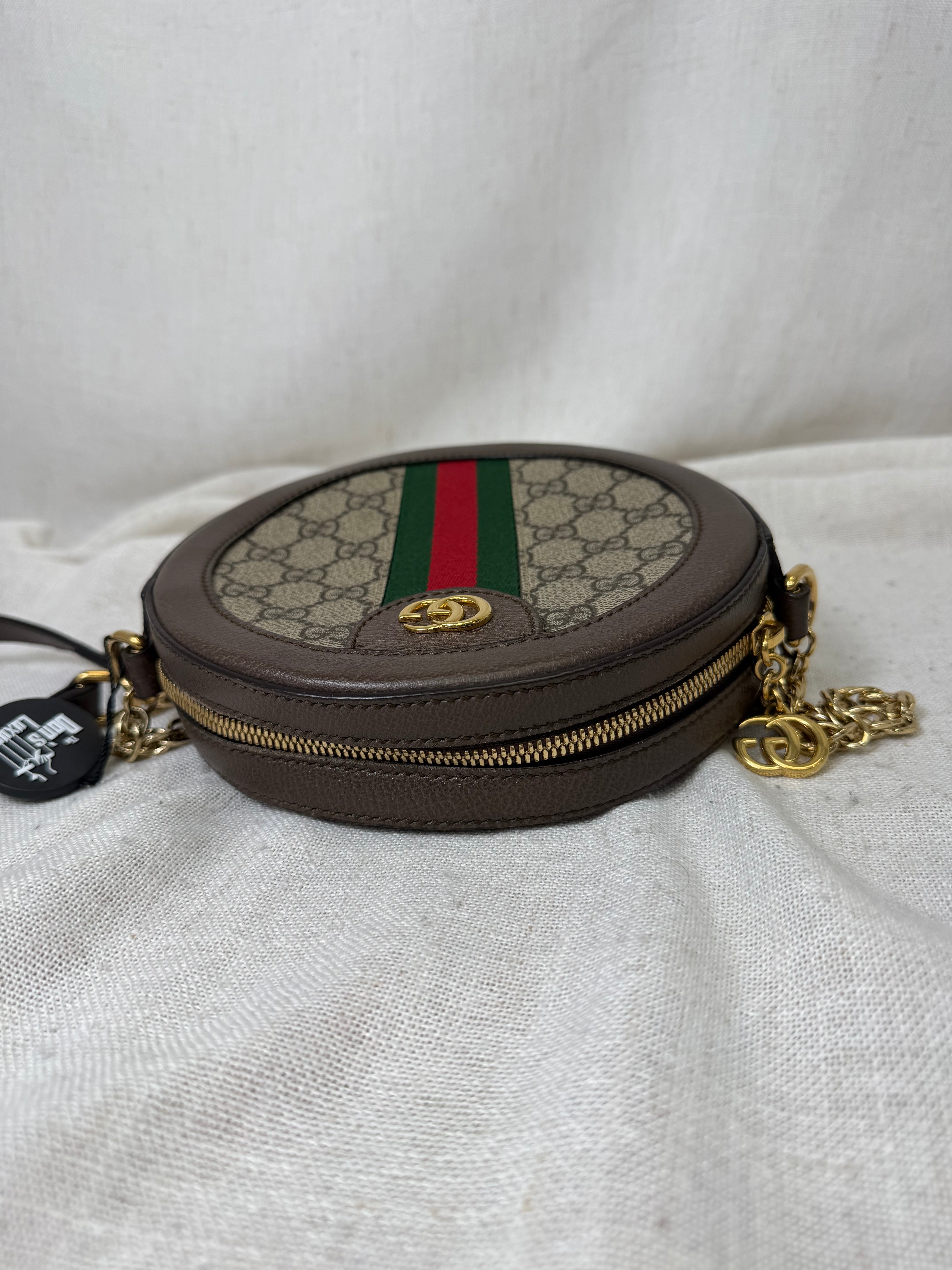Gucci Ophidia Coated Canvas Mini Round Shoulder Bag