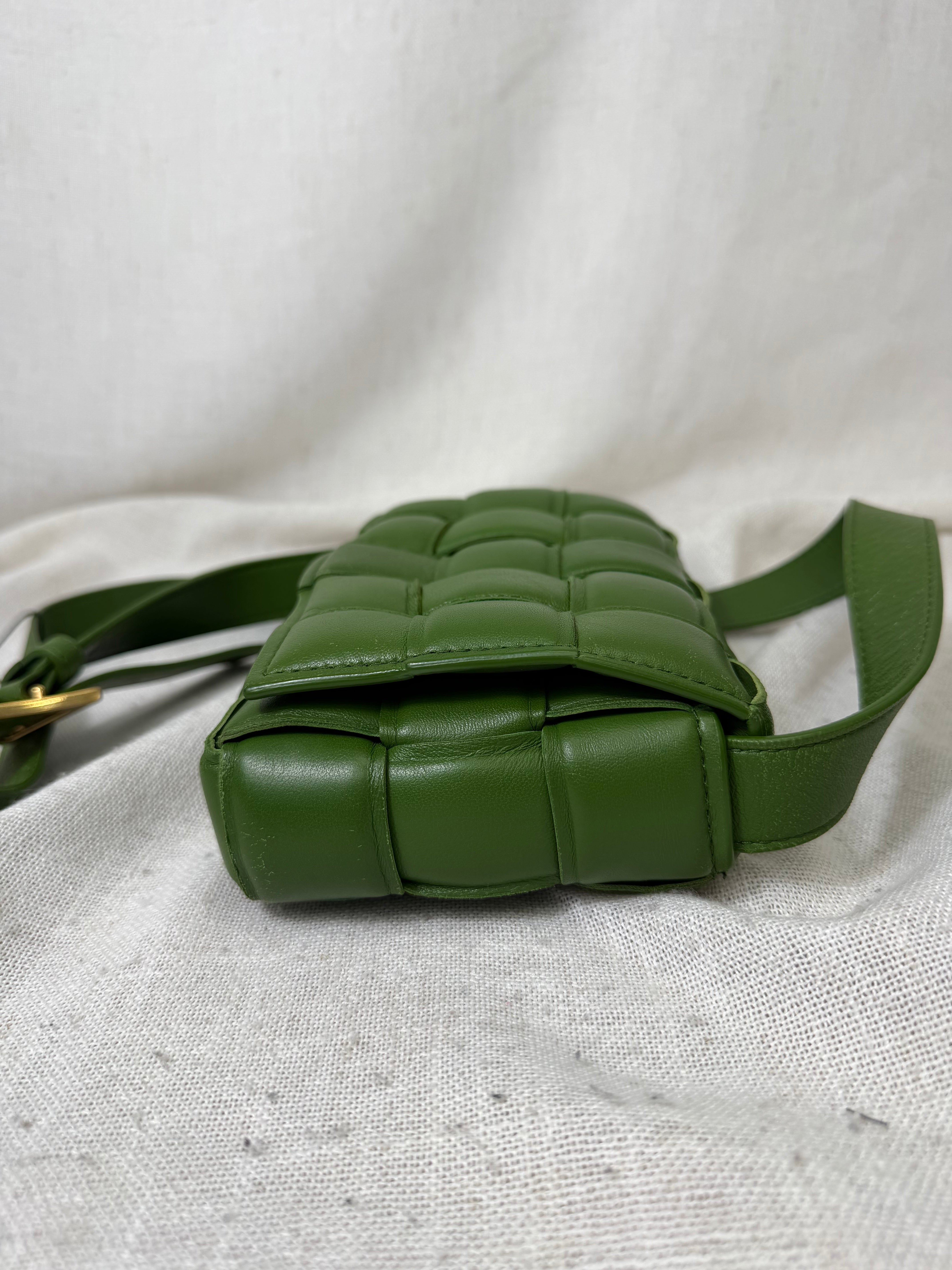 Bottega Veneta Green Padded Intrecciato Leather Crossbody Bag