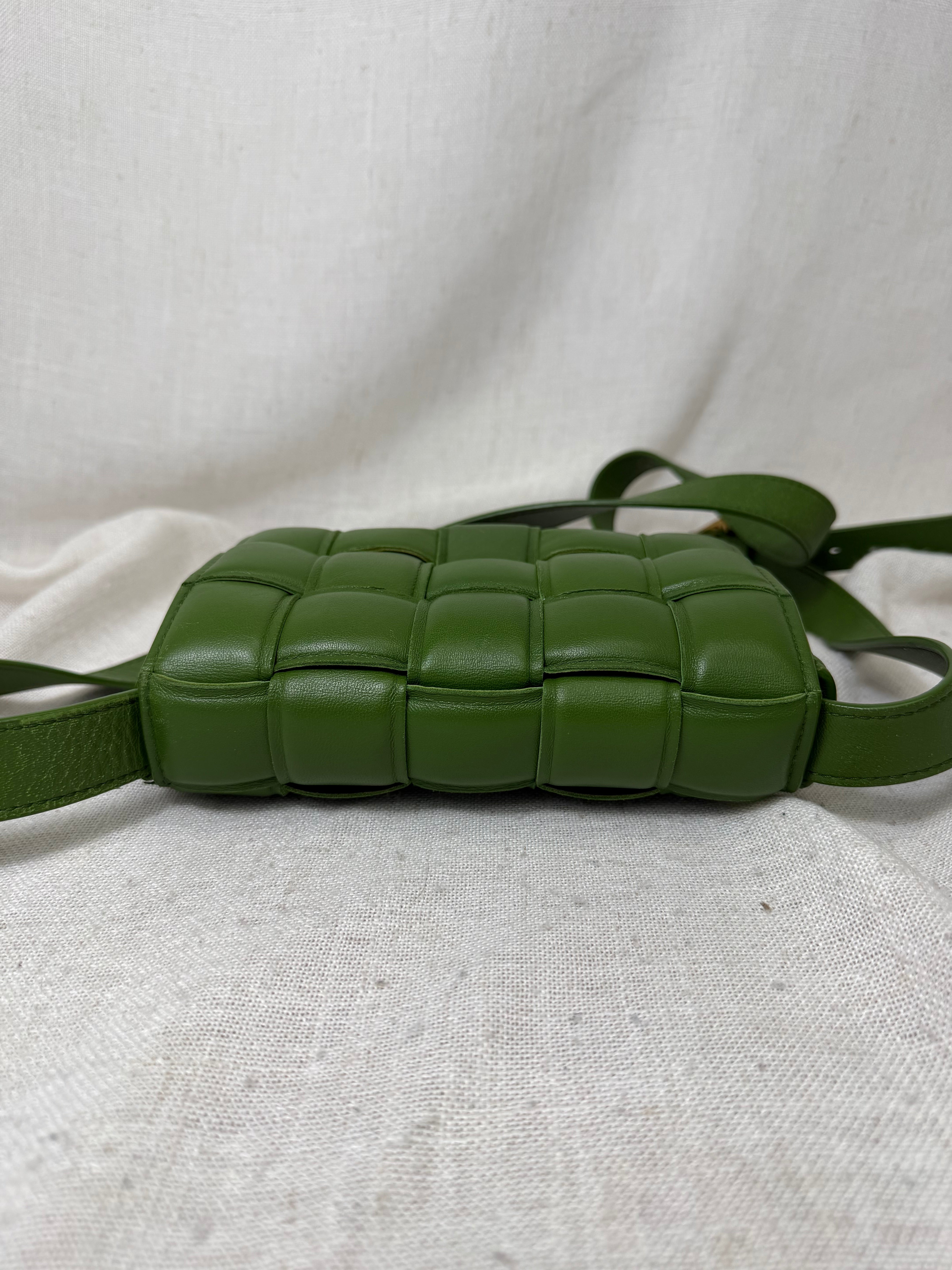 Bottega Veneta Green Padded Intrecciato Leather Crossbody Bag