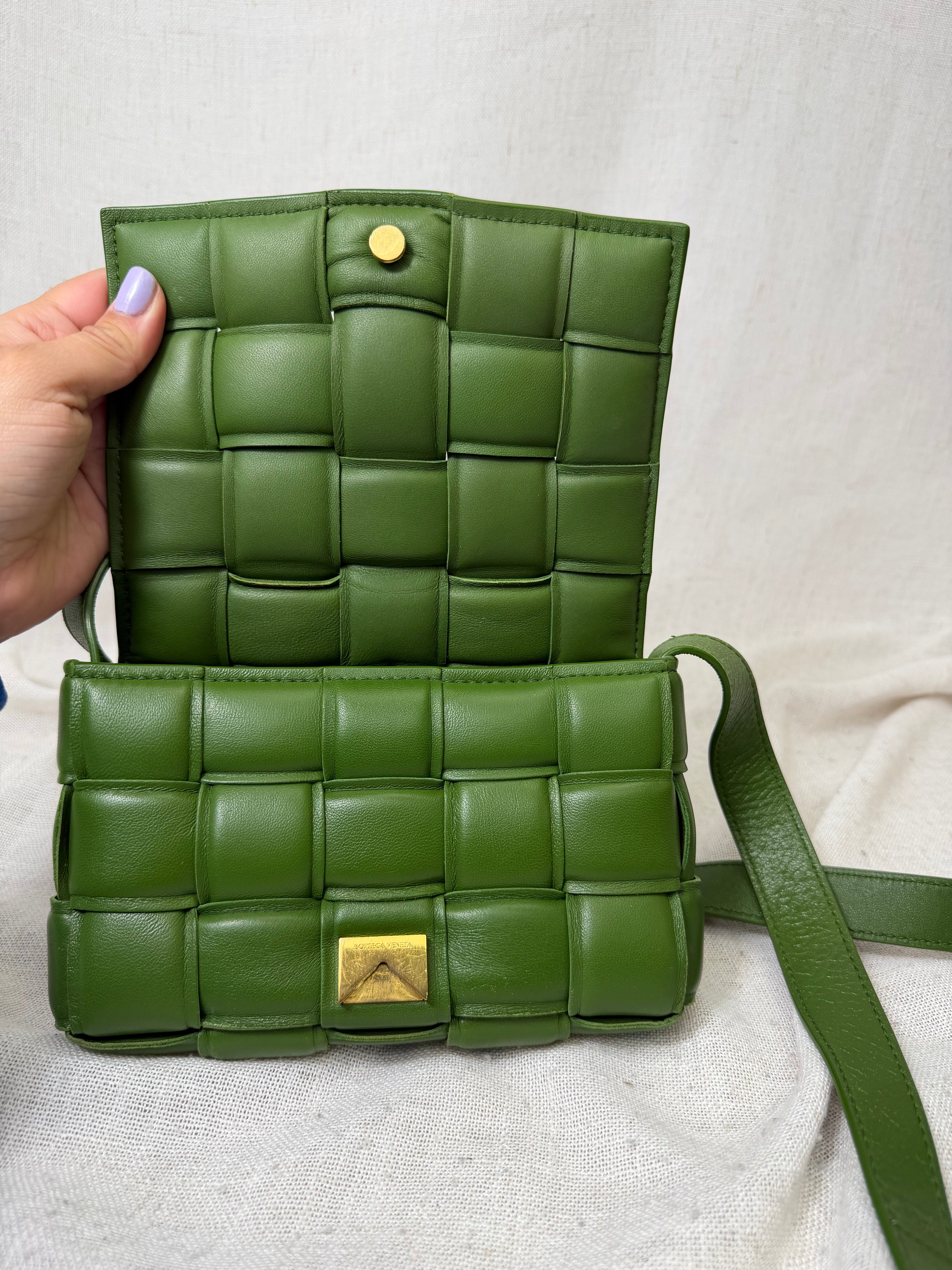 Bottega Veneta Green Padded Intrecciato Leather Crossbody Bag