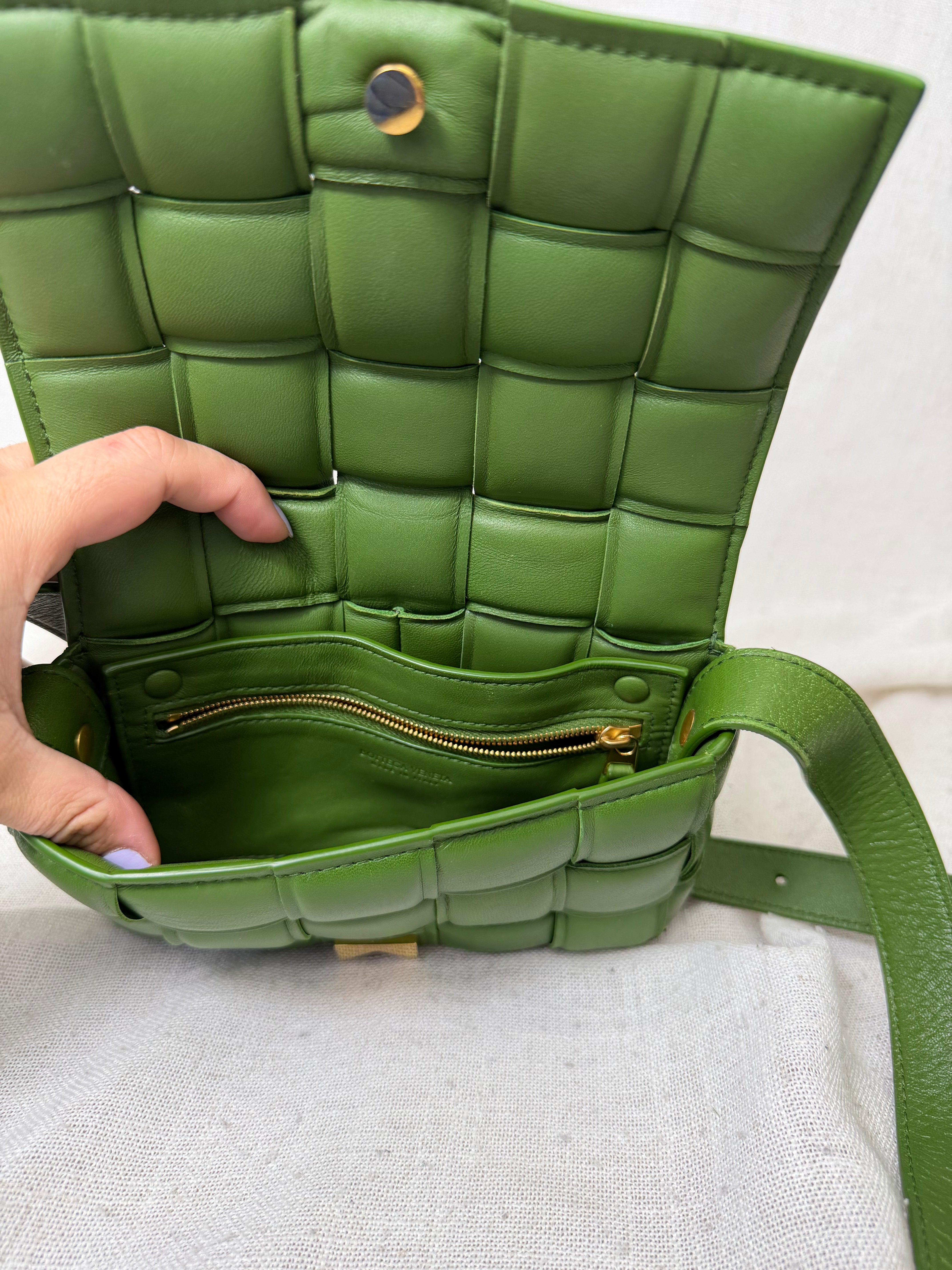 Bottega Veneta Green Padded Intrecciato Leather Crossbody Bag