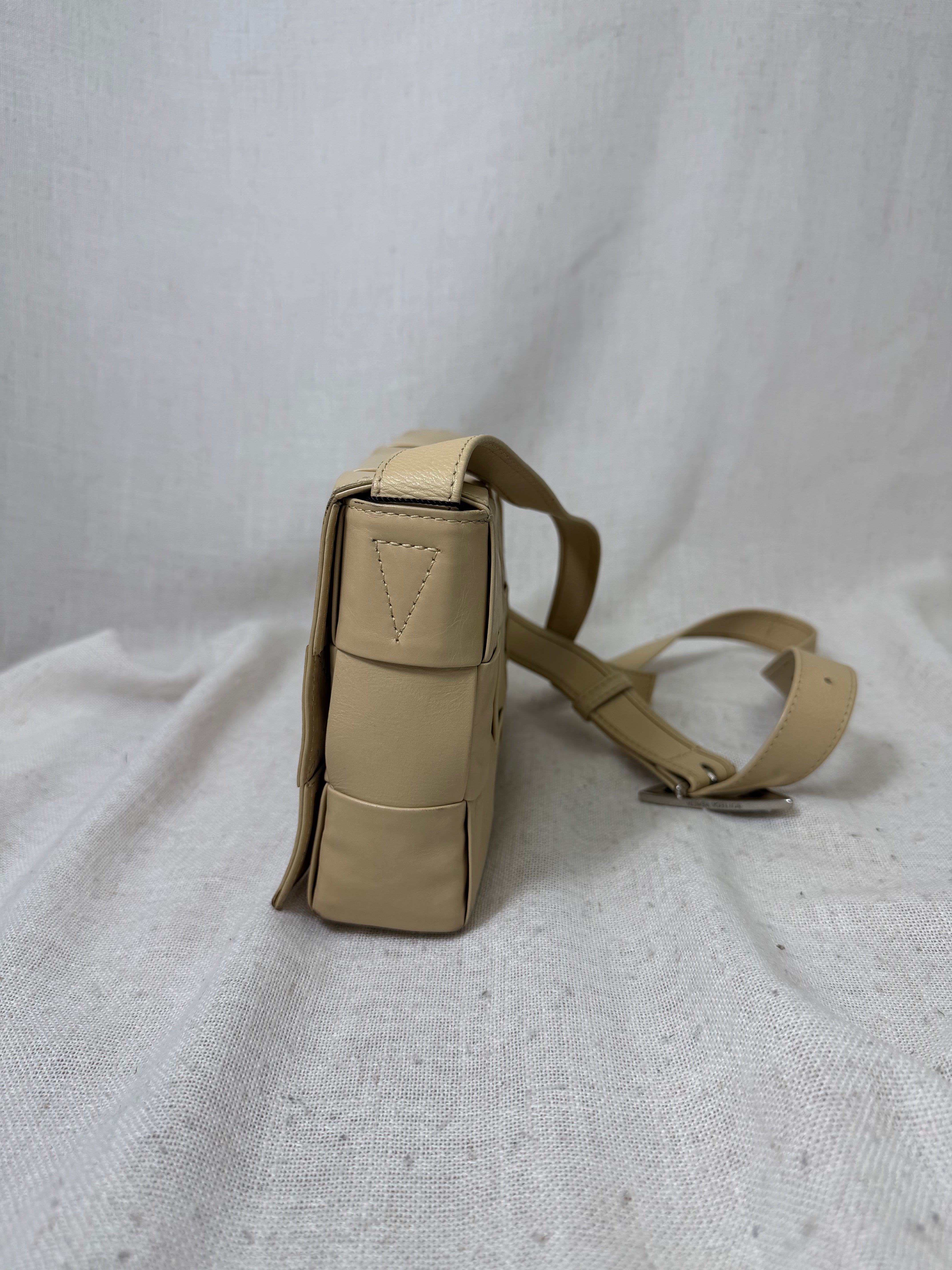 Bottega Veneta Beige Intrecciato Leather Cassette Crossbody Bag