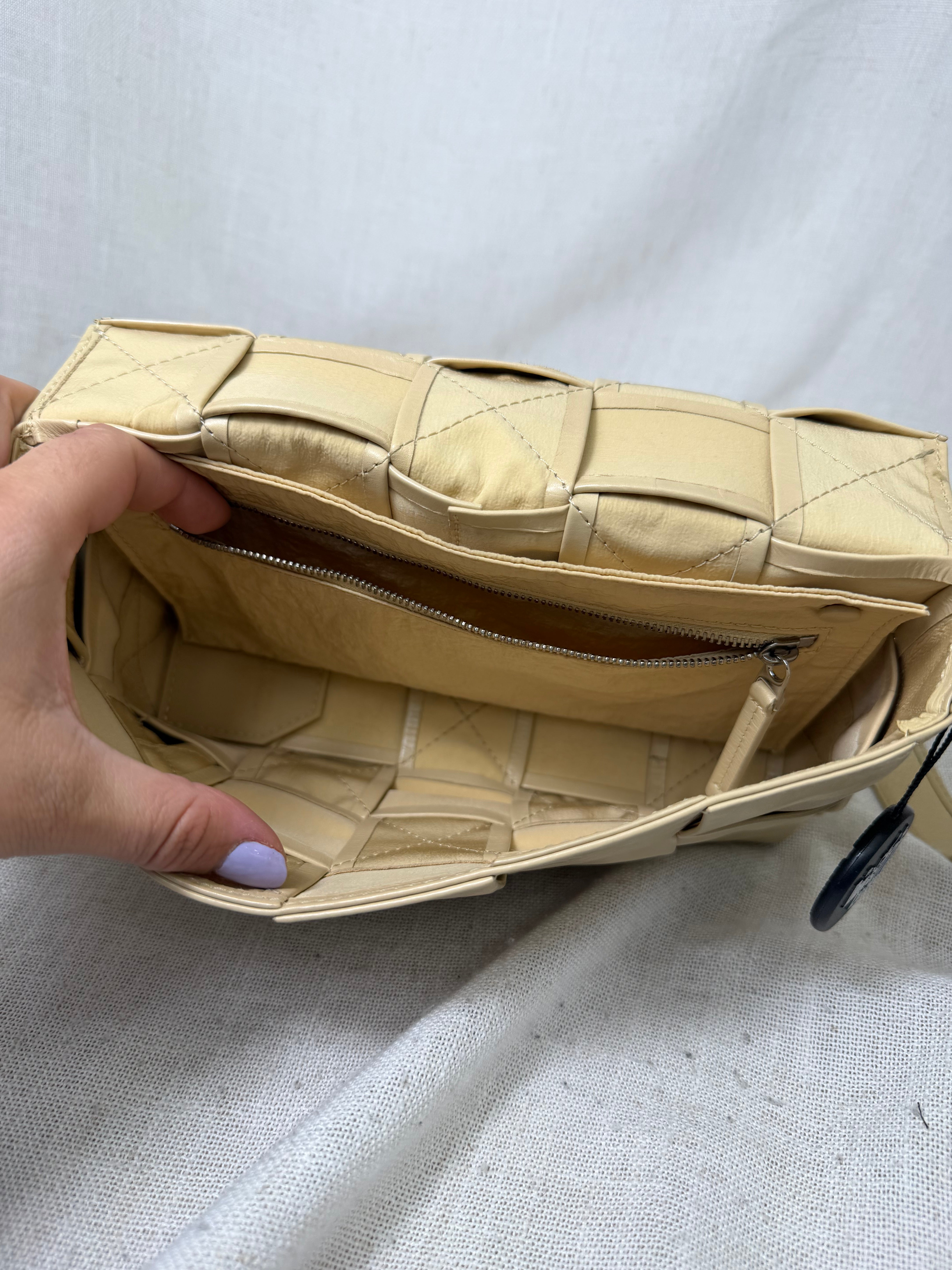 Bottega Veneta Beige Intrecciato Leather Cassette Crossbody Bag