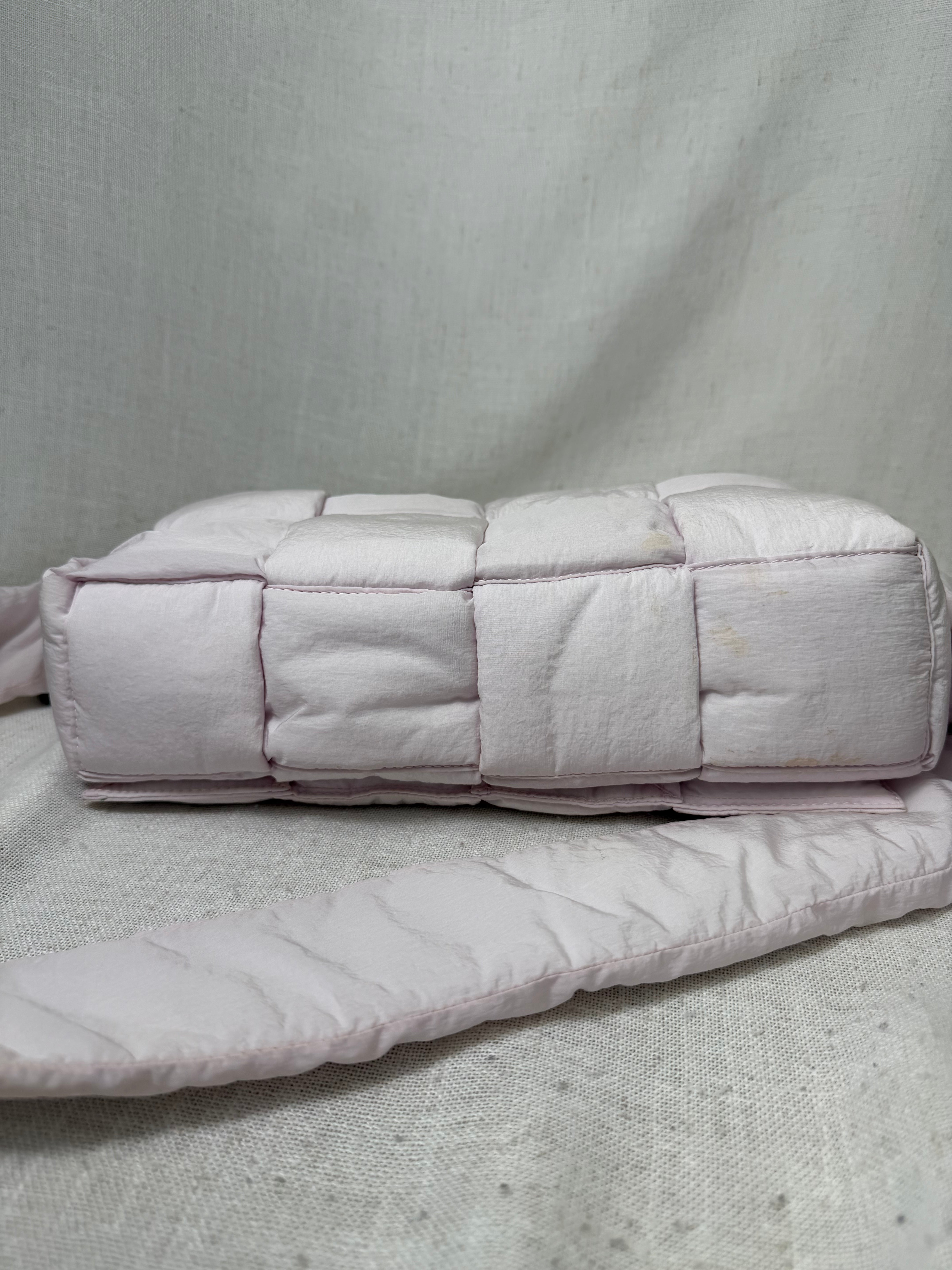 Bottega Veneta Pink Nylon Padded Tech Cassette Crossbody Bag