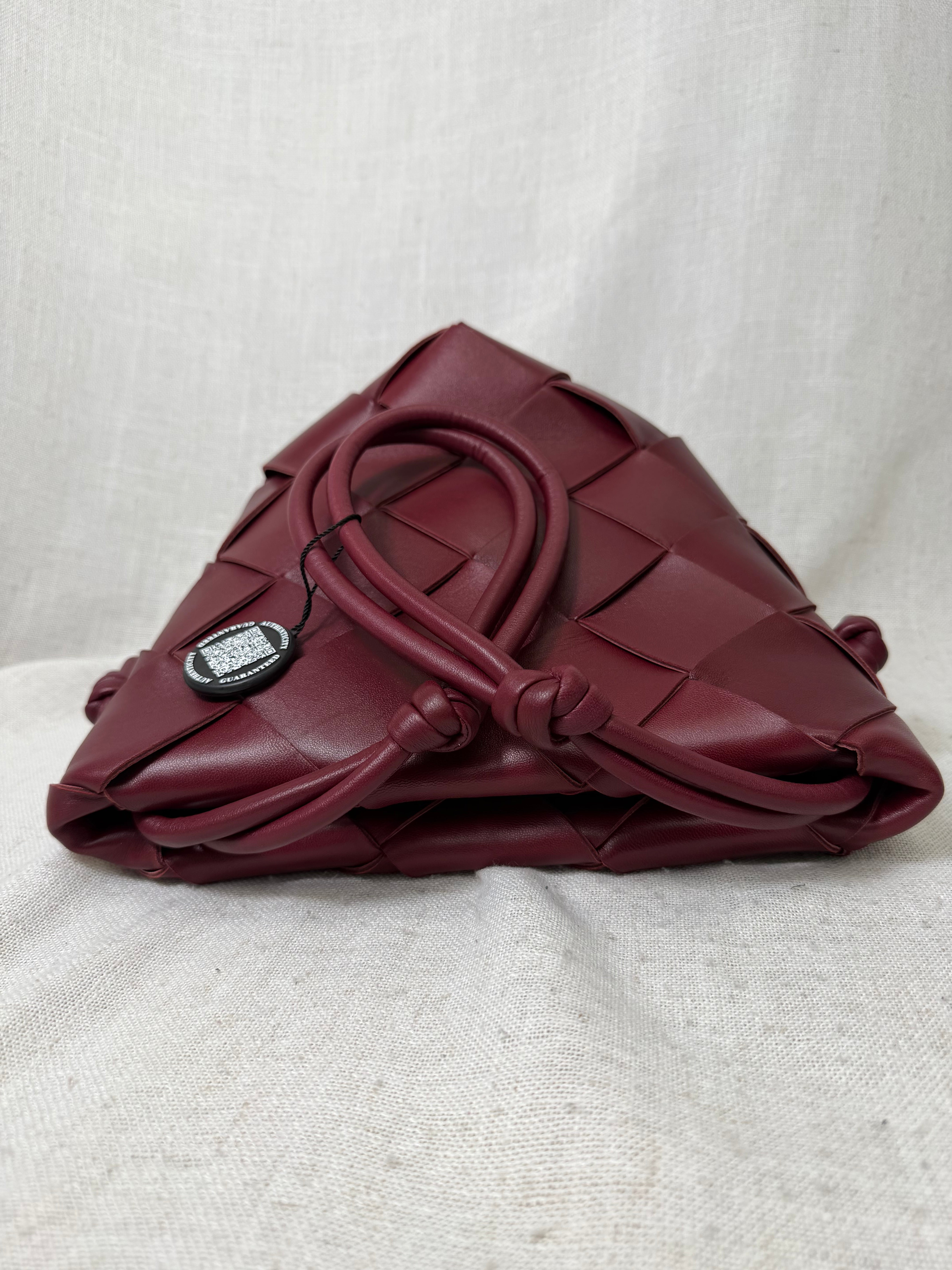 Bottega Veneta Bordeaux Nappa Maxi Intrecciato Clasp Bucket Bag